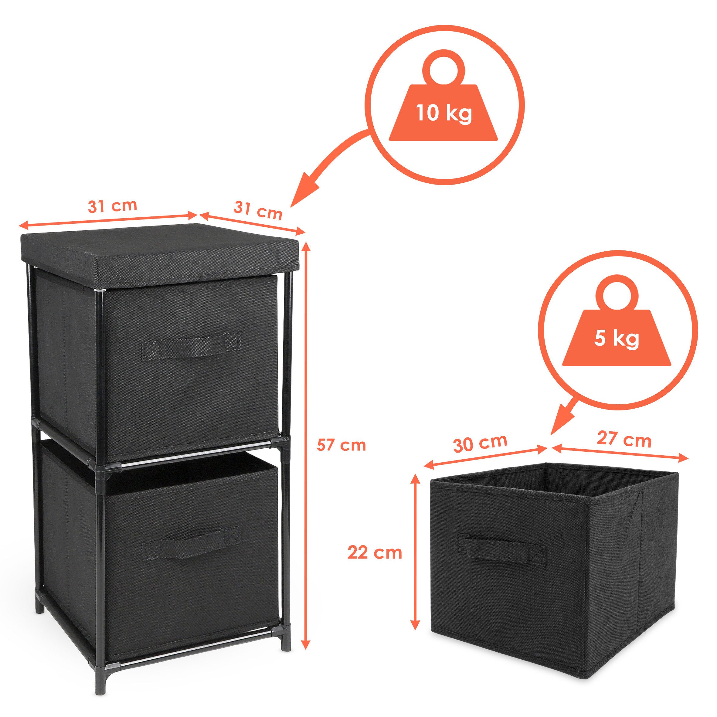 Spetebo Regalwürfel Würfelregal mit Stoff Schubladen, Anzahl 1-tlg., Regalb günstig online kaufen