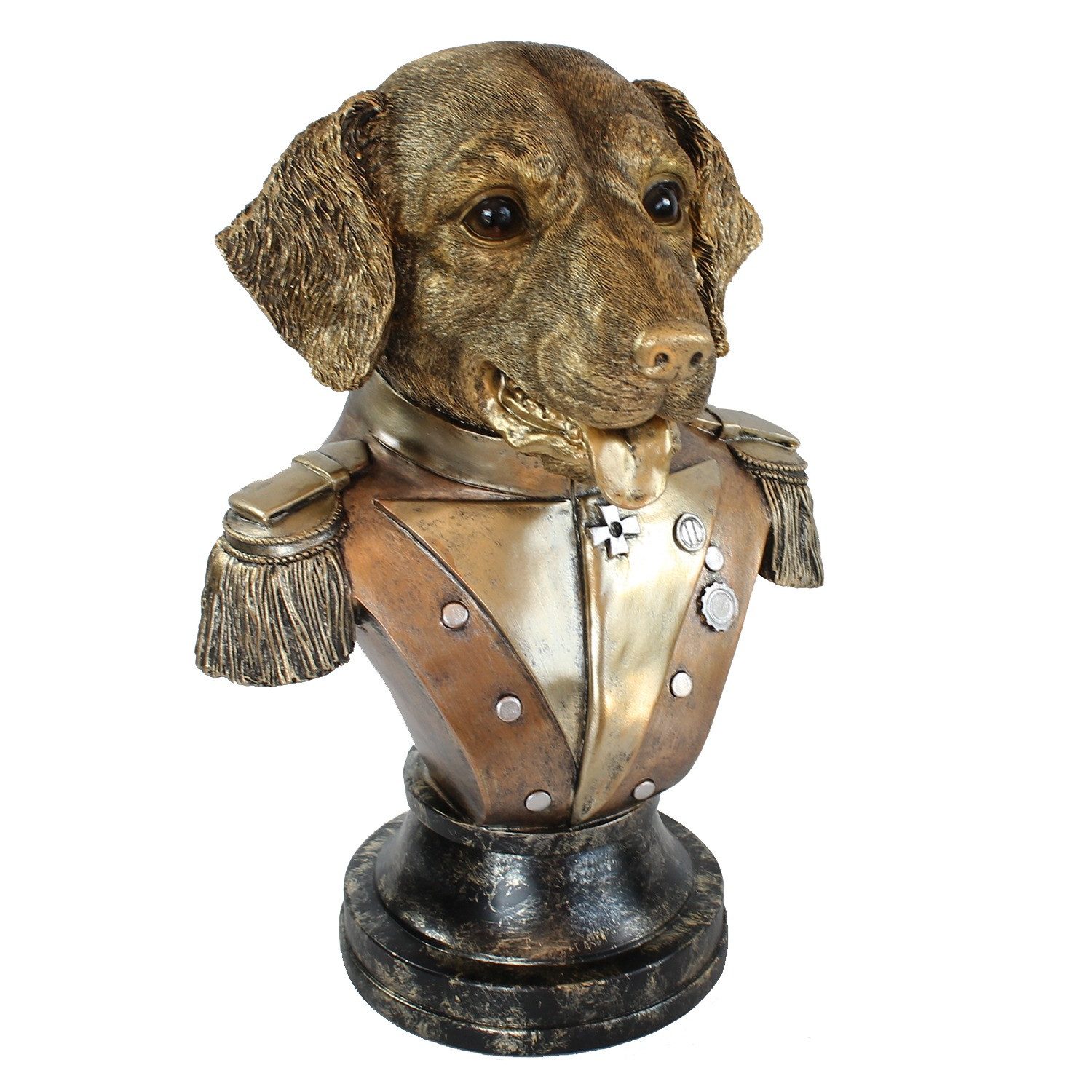 Tierfigur Hundefigur Büste "Der General" handbemalt – Verrückte Hunde Deko