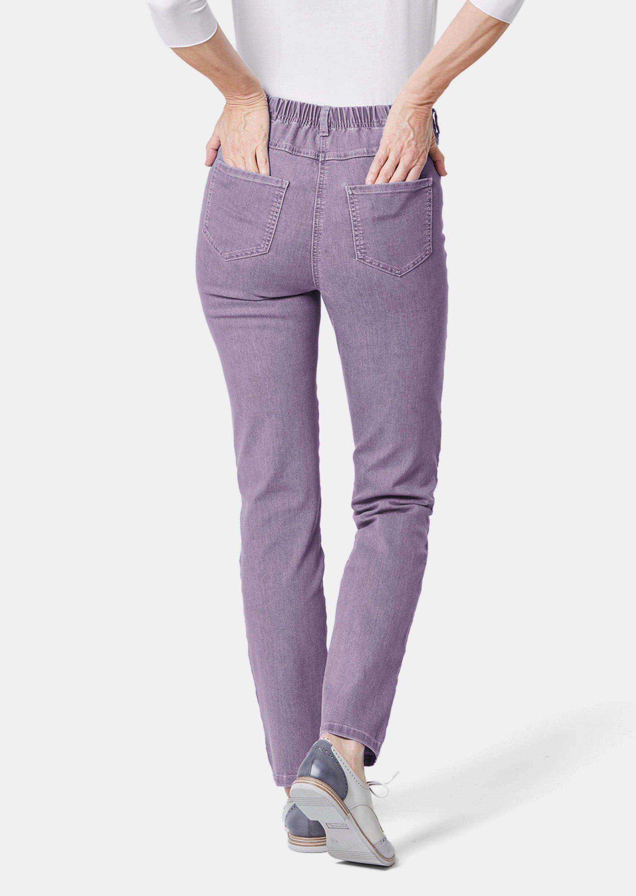 Kurzgröße: Bequeme Bequeme Jeans GOLDNER High-Stretch-Jeanshose lavendel