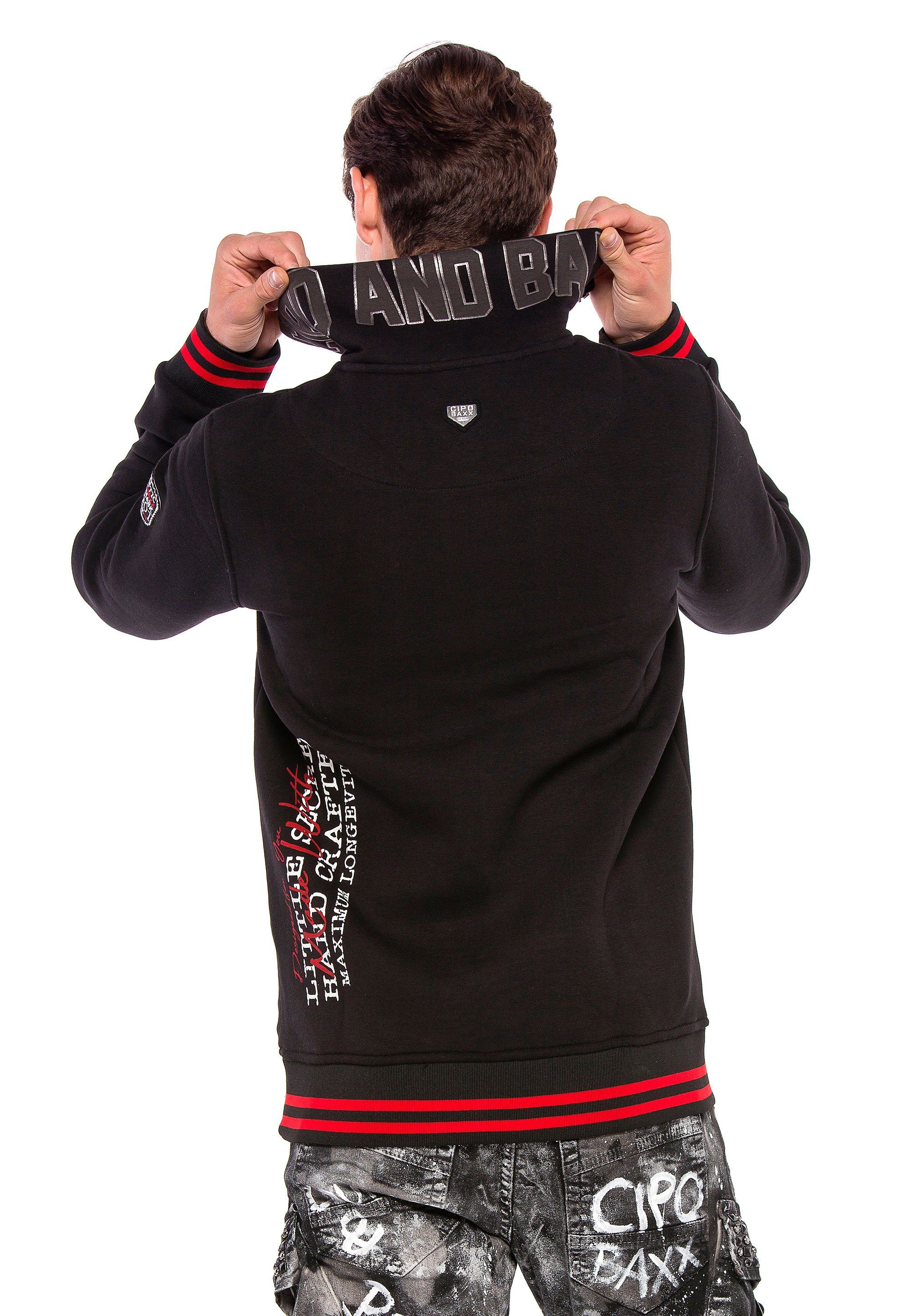 Cipo & Baxx hohem schwarz Stehkragen Sweatshirt mit