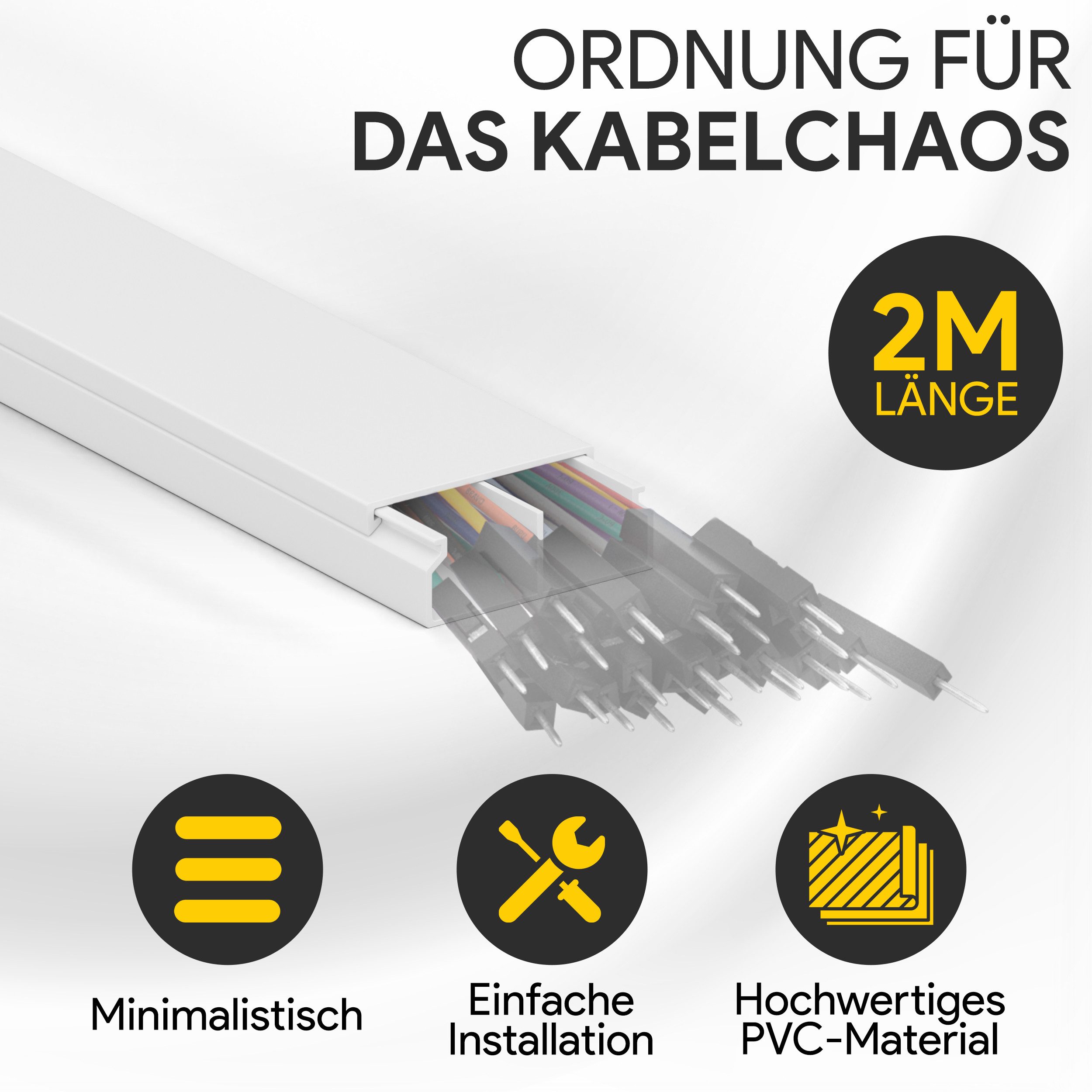 tktrading24 Kabelkanal Kabelleiste aus hochwertigem PVC weiß 2m - diverse Größen
