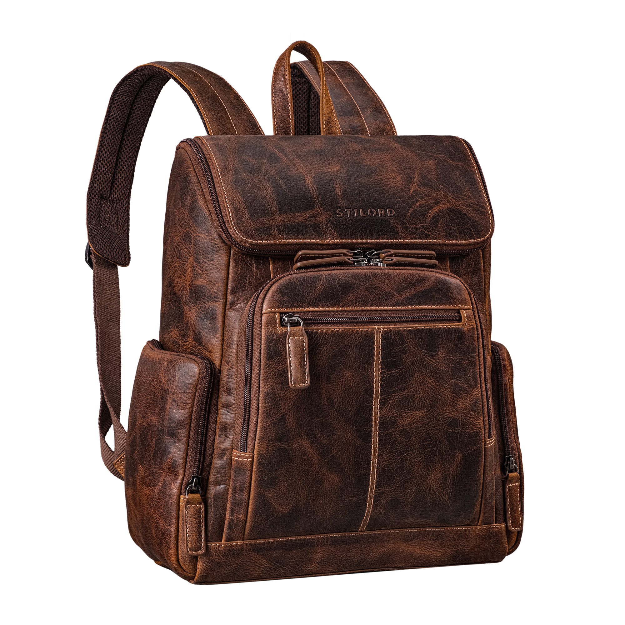 STILORD Notebook-Rucksack "Giacomo" Business Rucksack Leder Laptopfach 13 - 14 Zoll Herren Damen