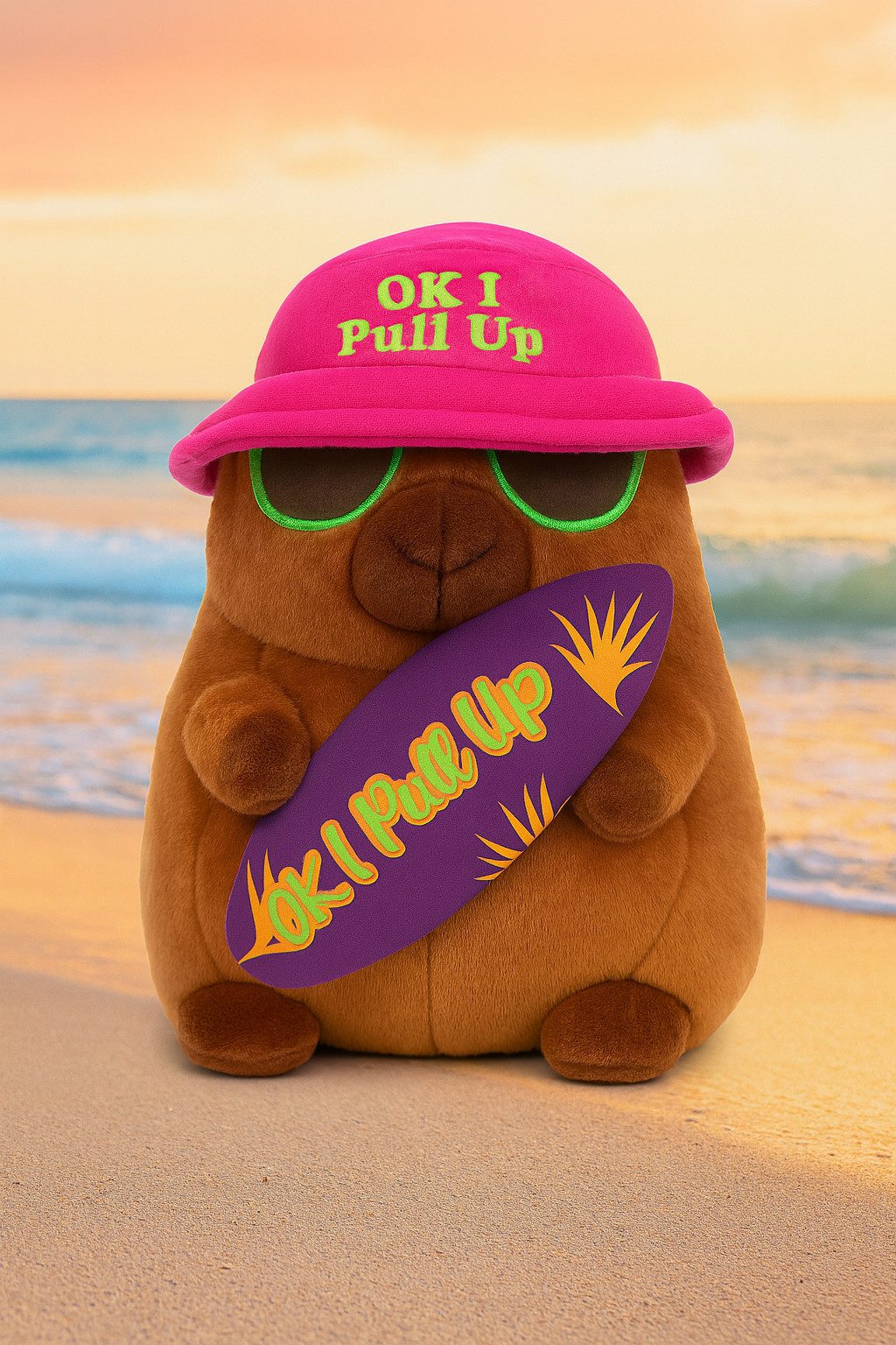 soma Kuscheltier Capybara Plüschtier Kuscheltier 25cm mit Surfbrett Spruch günstig online kaufen