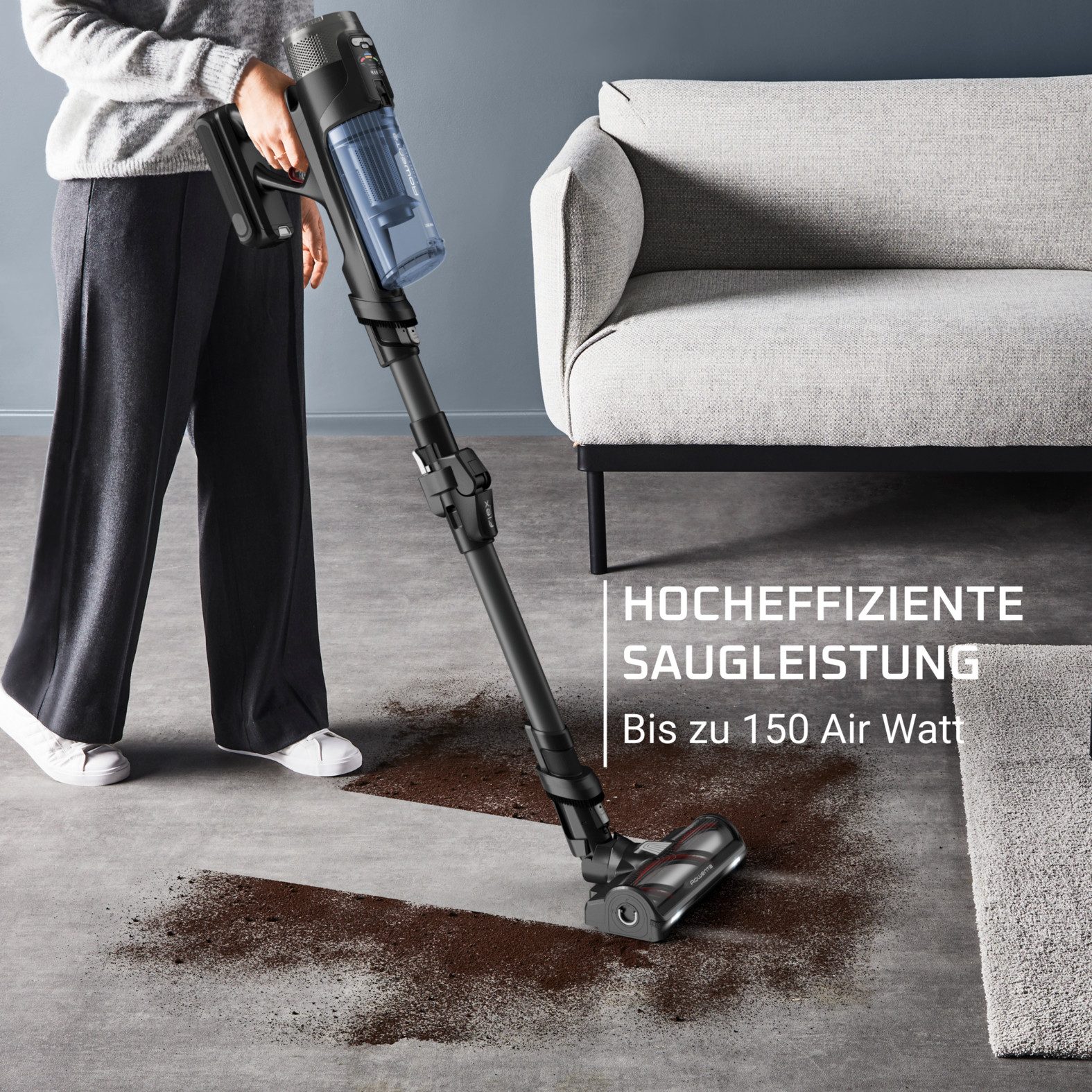 Rowenta Nass-Trocken-Akkusauger X-Force Flex 12.60 Neo, 150 Air Watt, motorisierte Düse, LED-Saugkopf, 380 W, beutellos, besonders leichtes Design, automatische Saugleistungsanpassung, RH9LC1