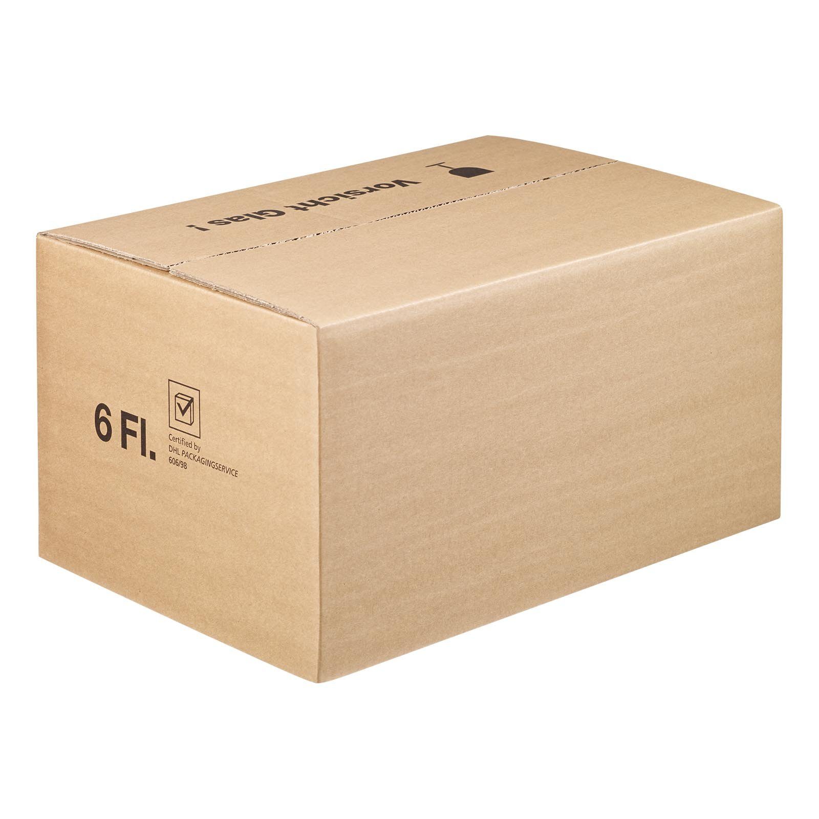 KK Verpackungen Faltbox (10 St), Flaschenversandkarton 6 Flaschen 400x280x220 mm PTZ geprüft