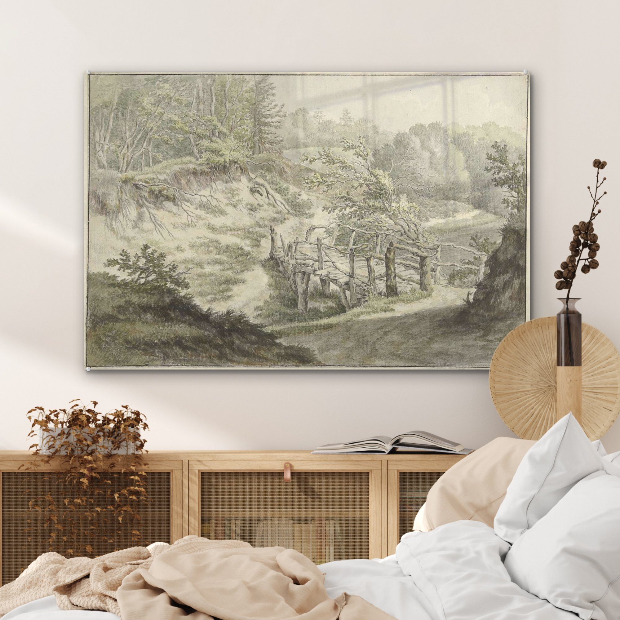Harmanus (1 MuchoWow Dünenlandschaft Holzbrücke von Acrylglasbild Acrylglasbilder Uppink, Gemälde - mit Schlafzimmer & Wohnzimmer St),