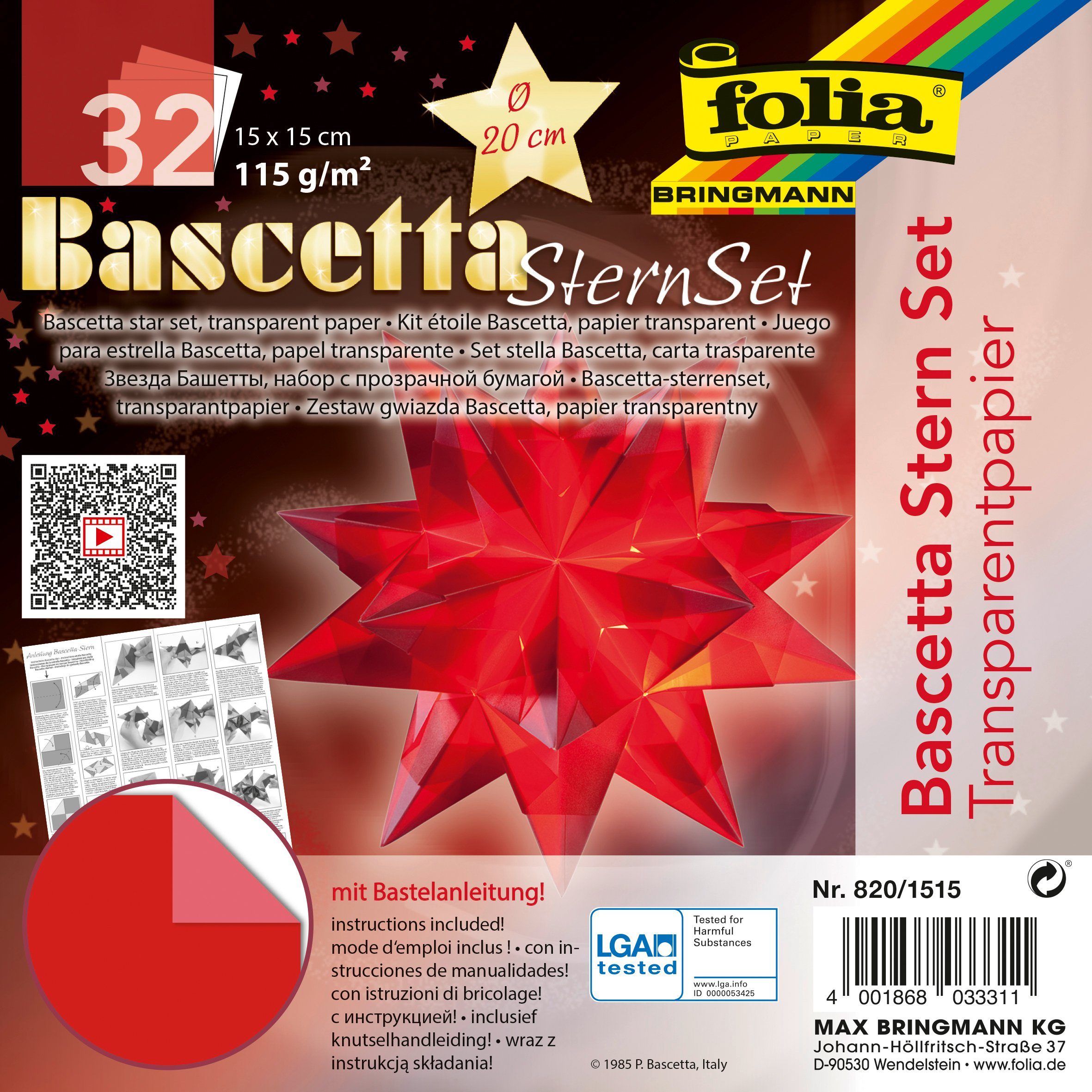 Folia Papiersterne Bascetta-Stern-Set, 20 cm oder 30 cm | Papier