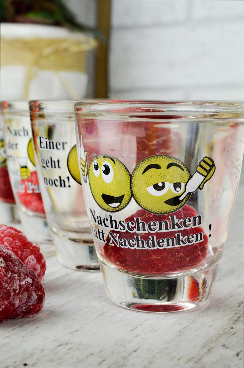 Sendez Schnapsglas 6 Schnapsgläser mit Sprüchen Shots Stamper Wodkagläser Barrel, 6-tlg., Glas