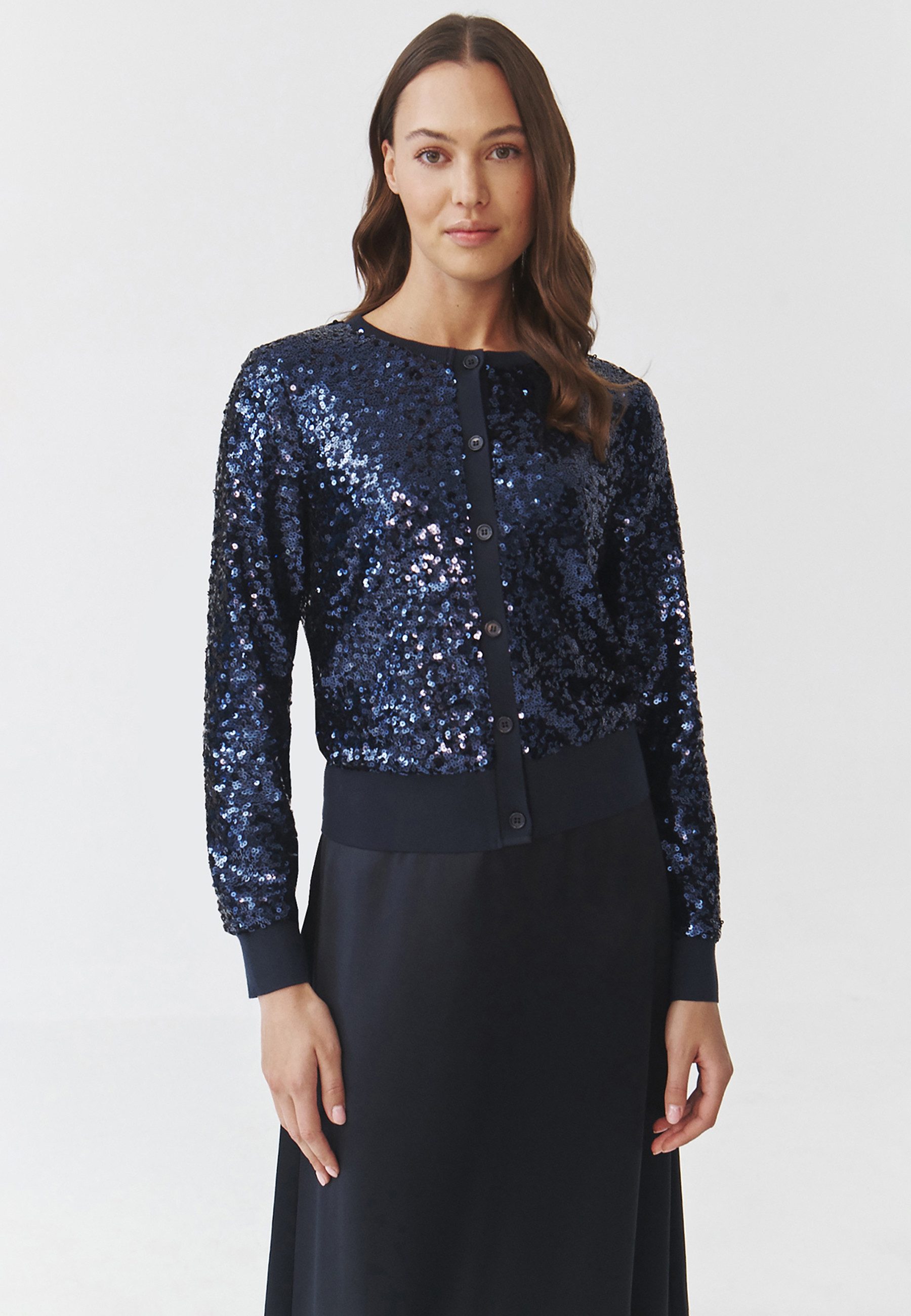 TATUUM Jerseyblazer Damen-Strickbomber Mit Paillettenbesatz - Sarki