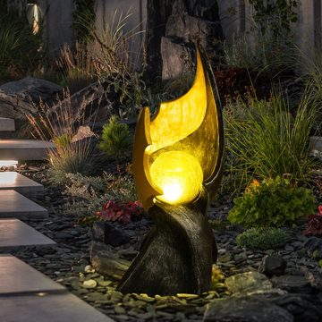 Globo LED Solarleuchte, LED-Leuchtmittel fest verbaut, Warmweiß, LED Solar Flamme Solarlampen für Außen Garten 2er Set