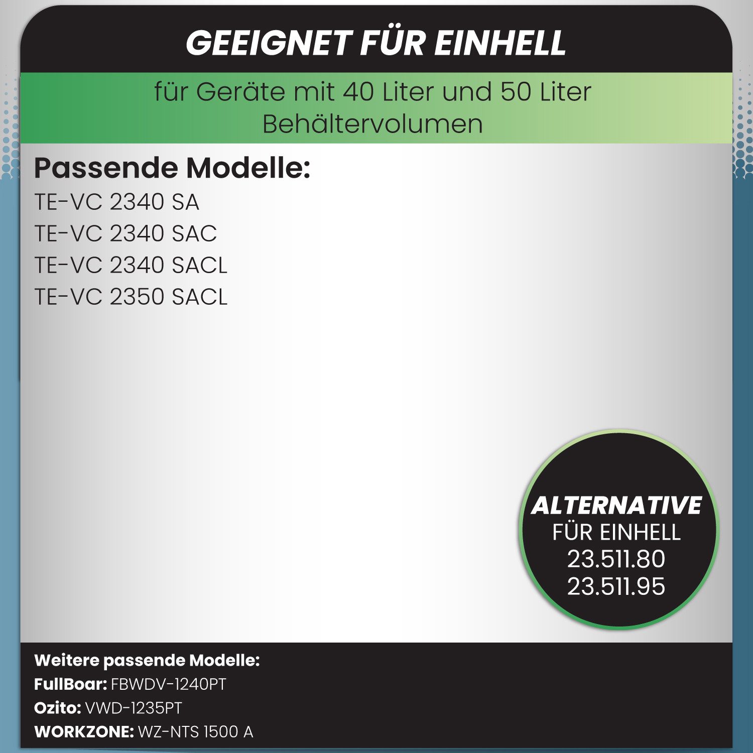 McFilter Staubsaugerbeutel (20 Stück) geeignet für Einhell, passend für ALLE Einhell 40 Liter Nass-Trockensauger, 20 St., Beutel - Typ DSM 45