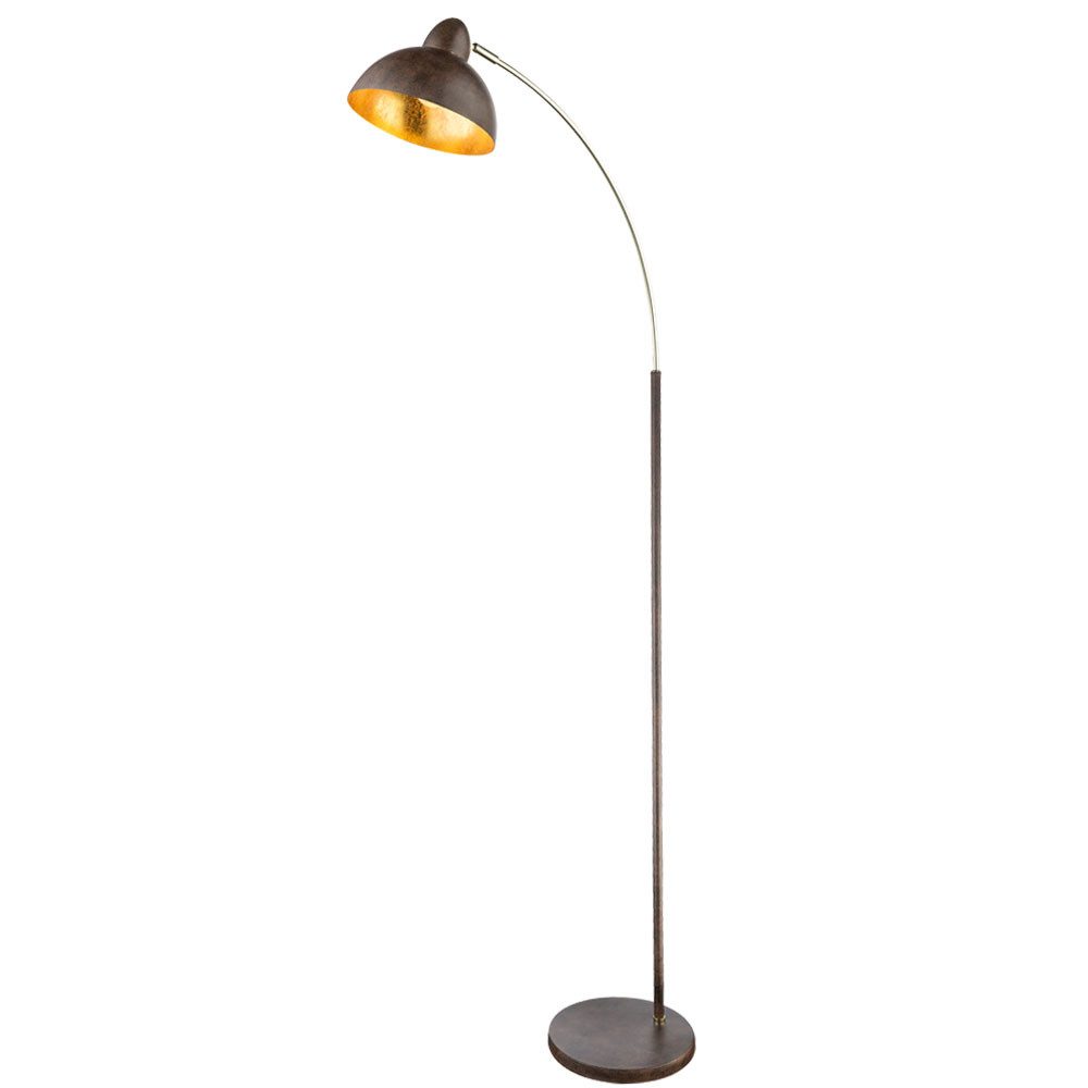 GLOBO LIGHTING Stehlampe, Leuchtmittel nicht inklusive, Stehleuchte rostfarben Retro Wohnzimmerleuchte stehend gold Stehlampe