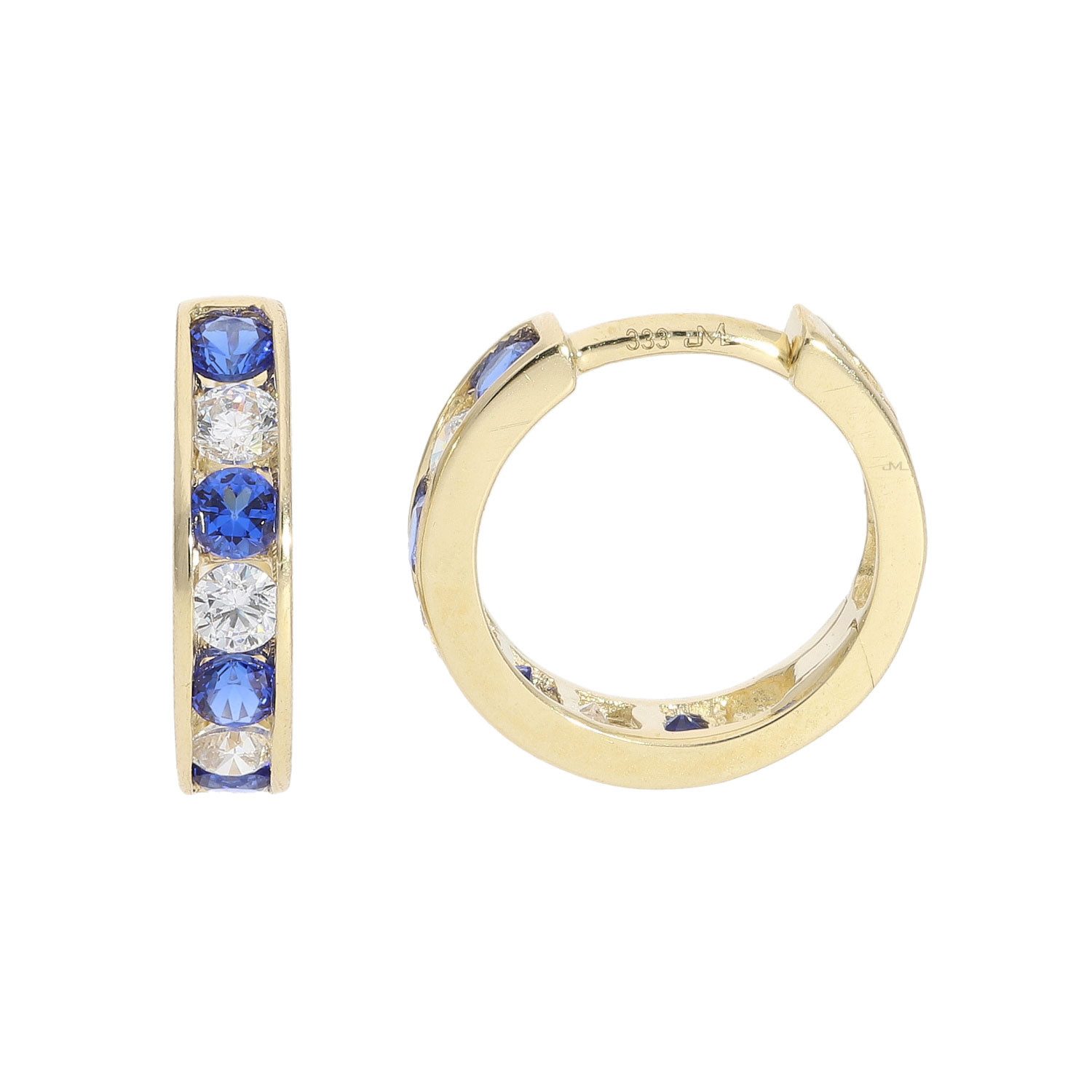 JuwelmaLux Ohrring-Set Creolen Damen 333 Gold Zirkonia JL10-06-3647 weiß blau