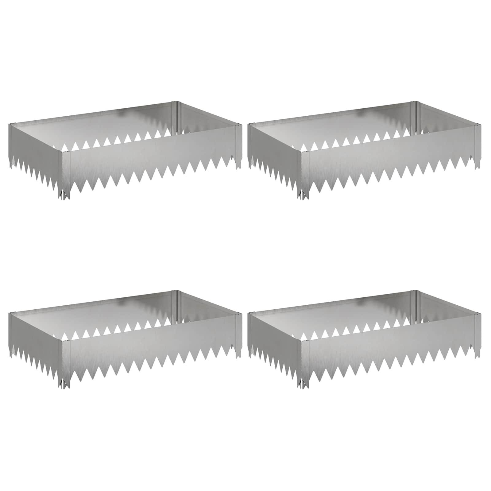 vidaXL Beetumrandung Raseneinfassung 4 Stk. 100 x 60 x 20 cm Stahl Silber
