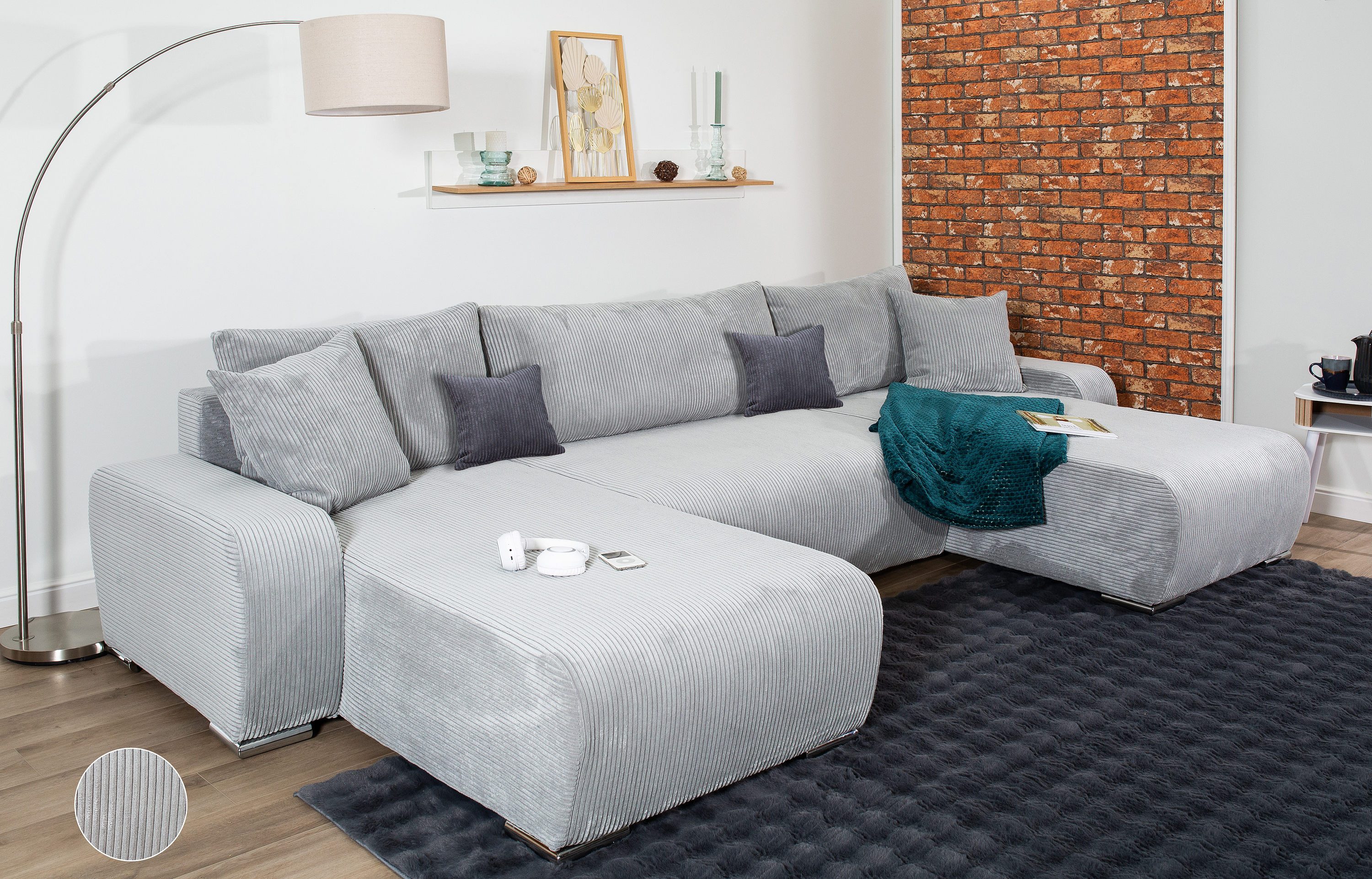 COLLECTION AB Wohnlandschaft Paola U-Form, B: 314 cm, Schlaffunktion, Bettkasten & 4 Zierkissen, Federkern