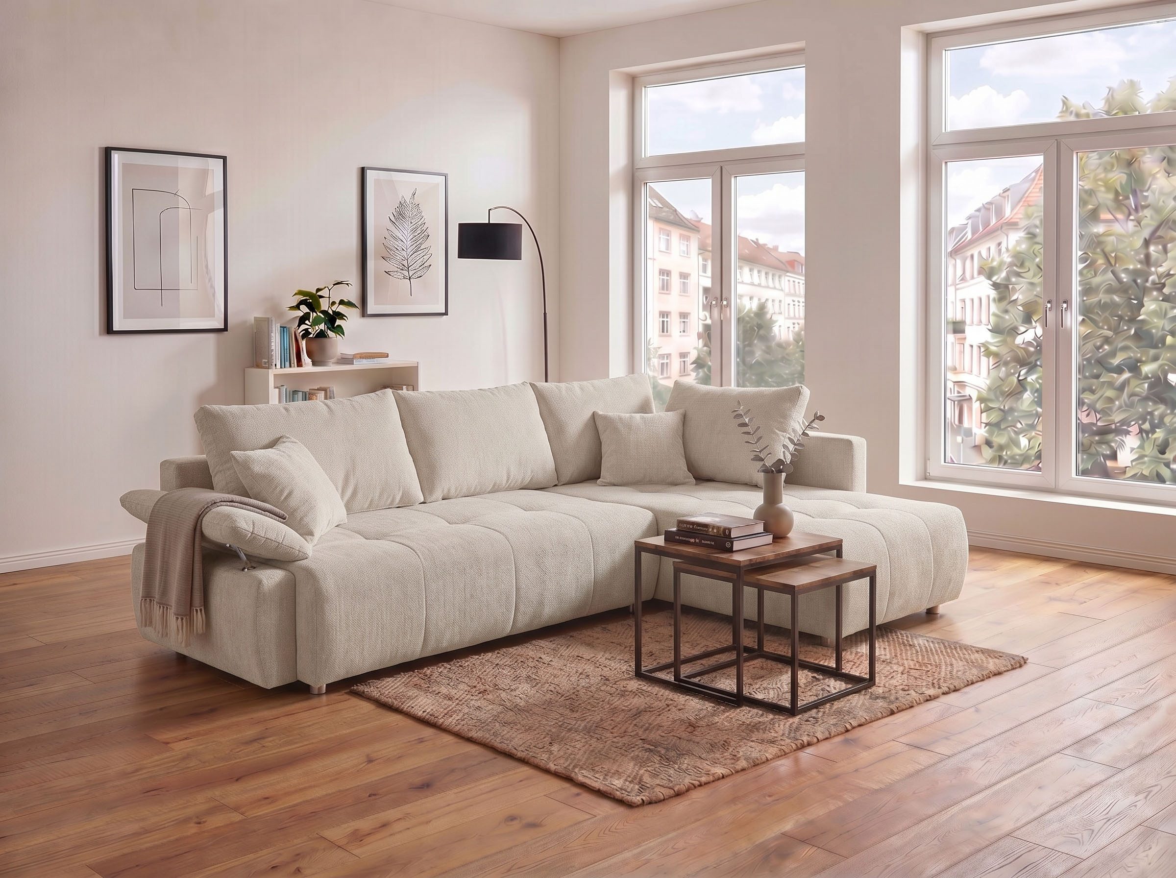 COLLECTION AB Ecksofa Funtastic L-Form, B: 213 cm, Schlaffunktion, Bettkasten, auch in Cord, Armteilverstellung, Bonnellfederkern, frei stellbar