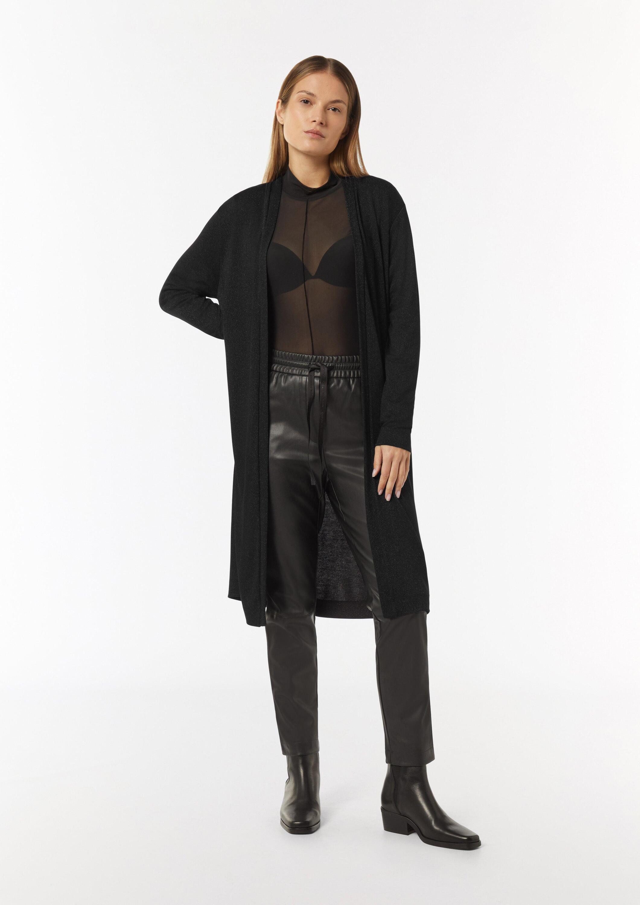 comma Cardigan T-Shirt Langer Jersey-Cardigan mit Metallic-Effekt