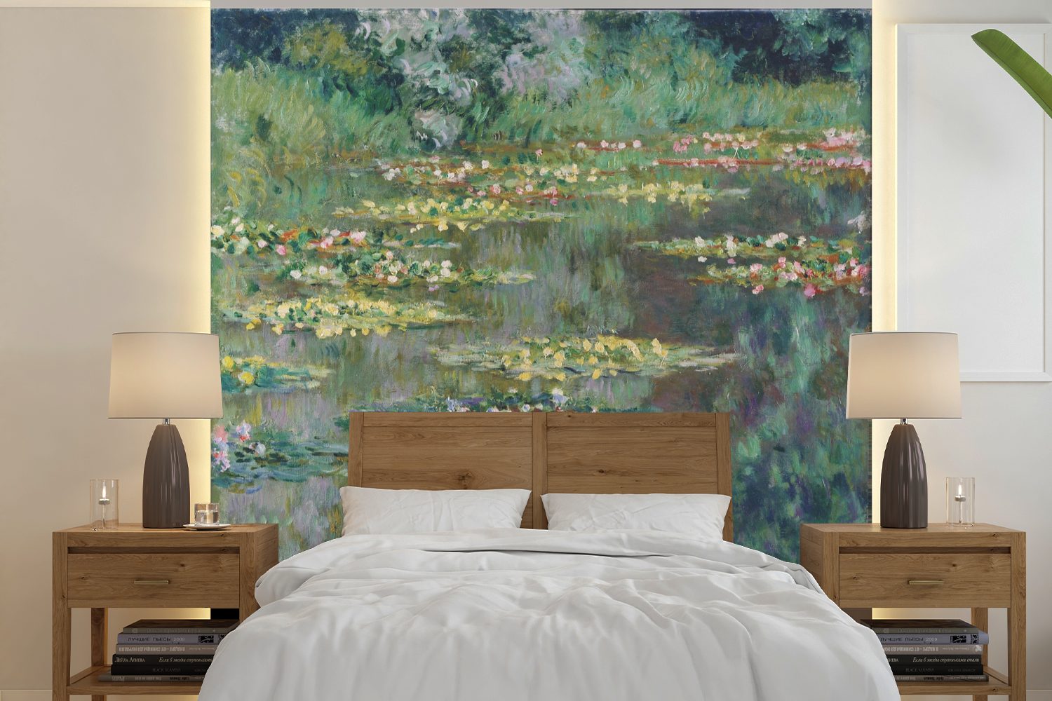 MuchoWow Fototapete Le Bassin des Nympheas - Gemälde von Claude Monet, Matt, bedruckt, (5 St), Vinyl Tapete für Wohnzimmer oder Schlafzimmer, Wandtapete