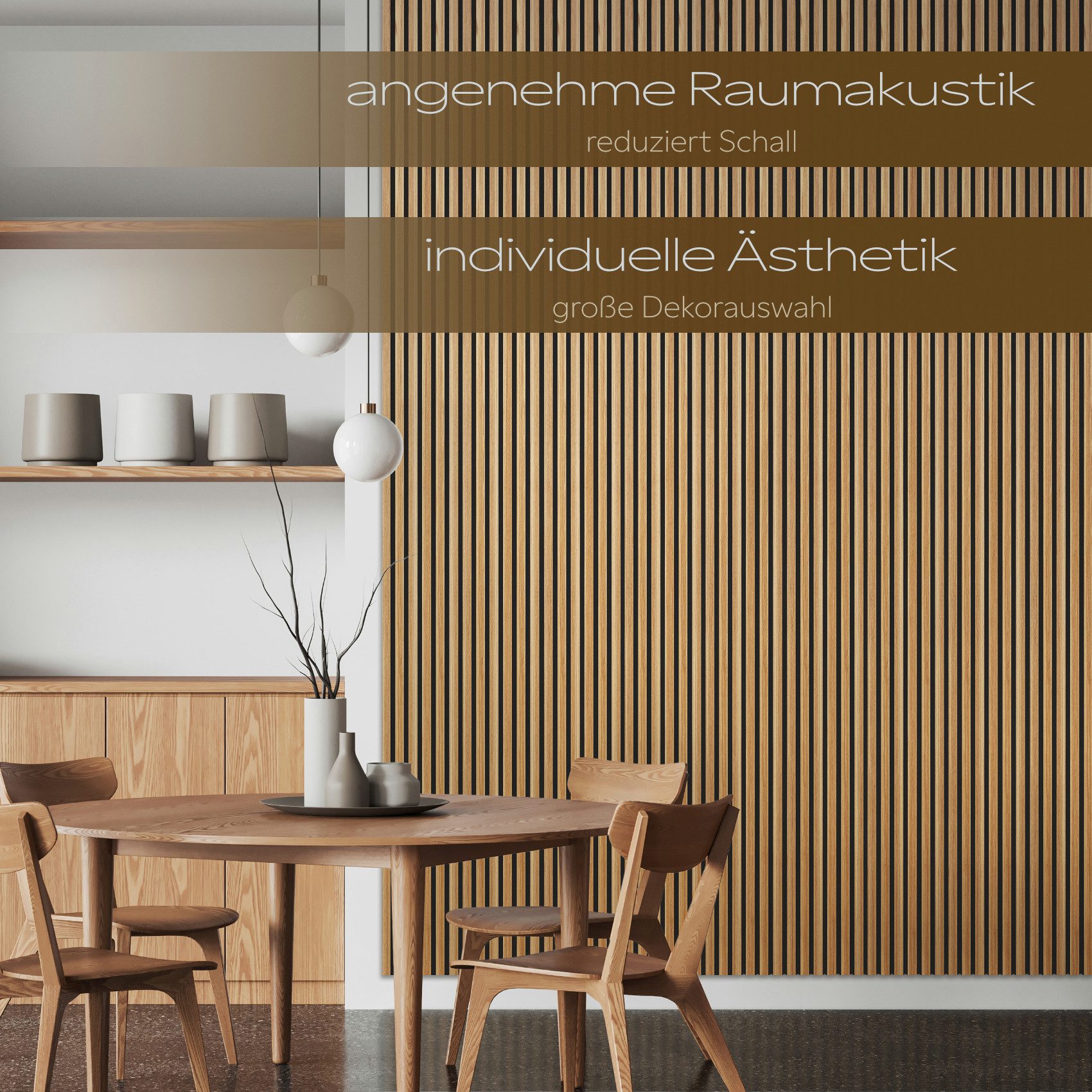 Hexim Wanddekoobjekt AP08 (Akustikpaneele 278x60cm Holz Comfort - flexible Holzpaneele Platten Lamellenwand MDF Wandpaneele Lamellenverkleidung Wandverkleidung schalldämmend 1.67m² Pecan)