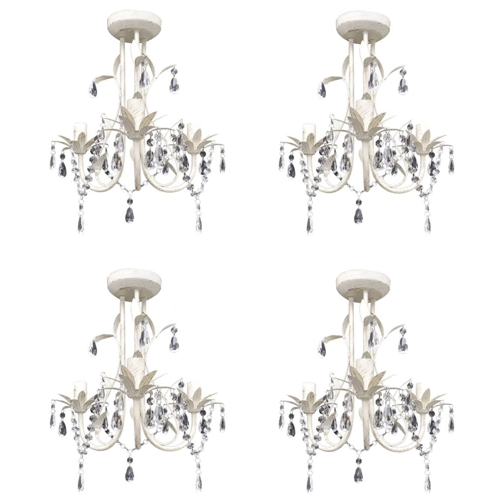 vidaXL Люстры Kristall-Deckenleuchte Люстры 4 Stk. Elegantes Weiß
