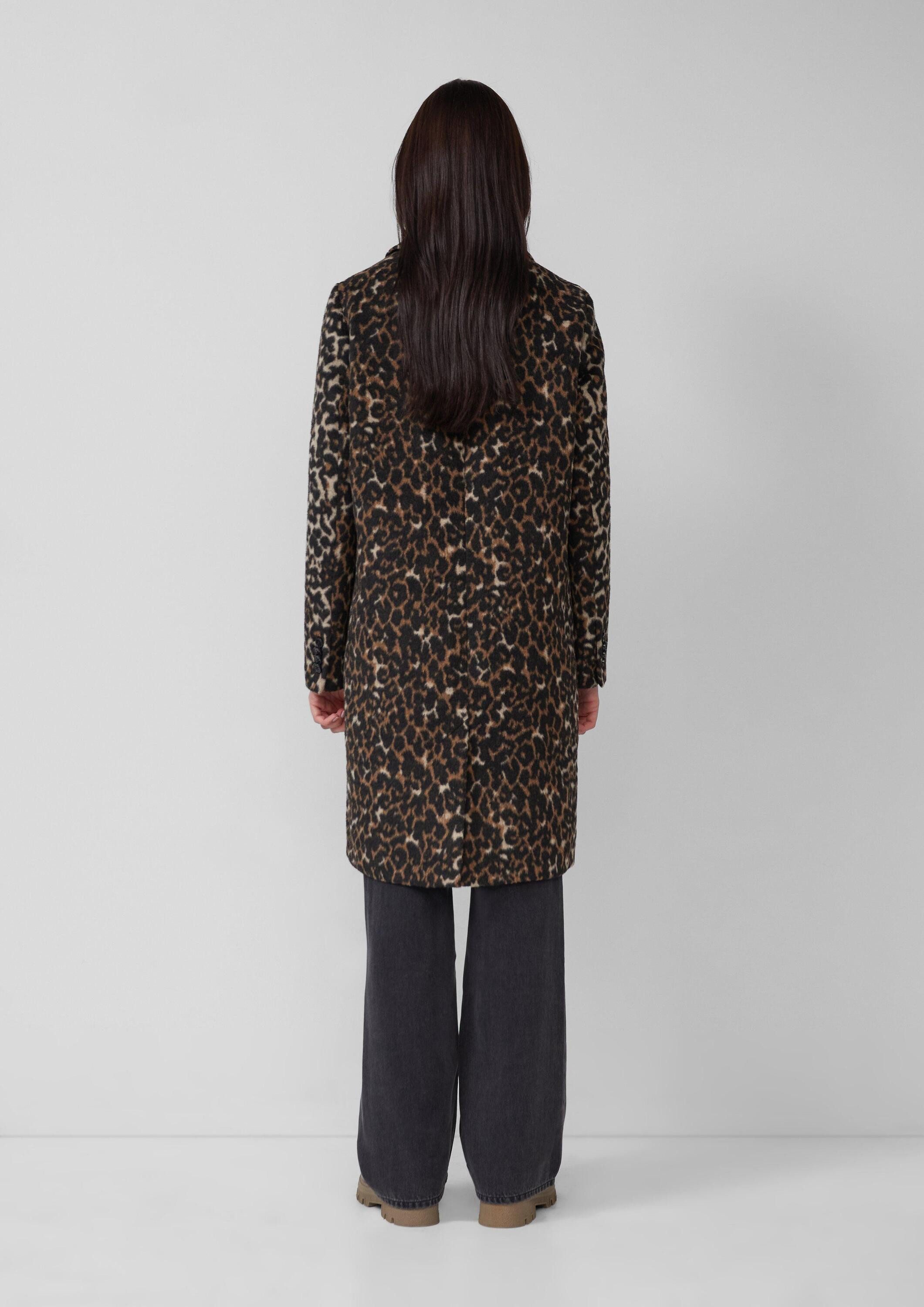 s.Oliver Funktionsmantel Outdoor-Mantel Wollmixmantel mit Leo-Muster und Eingrifftaschen