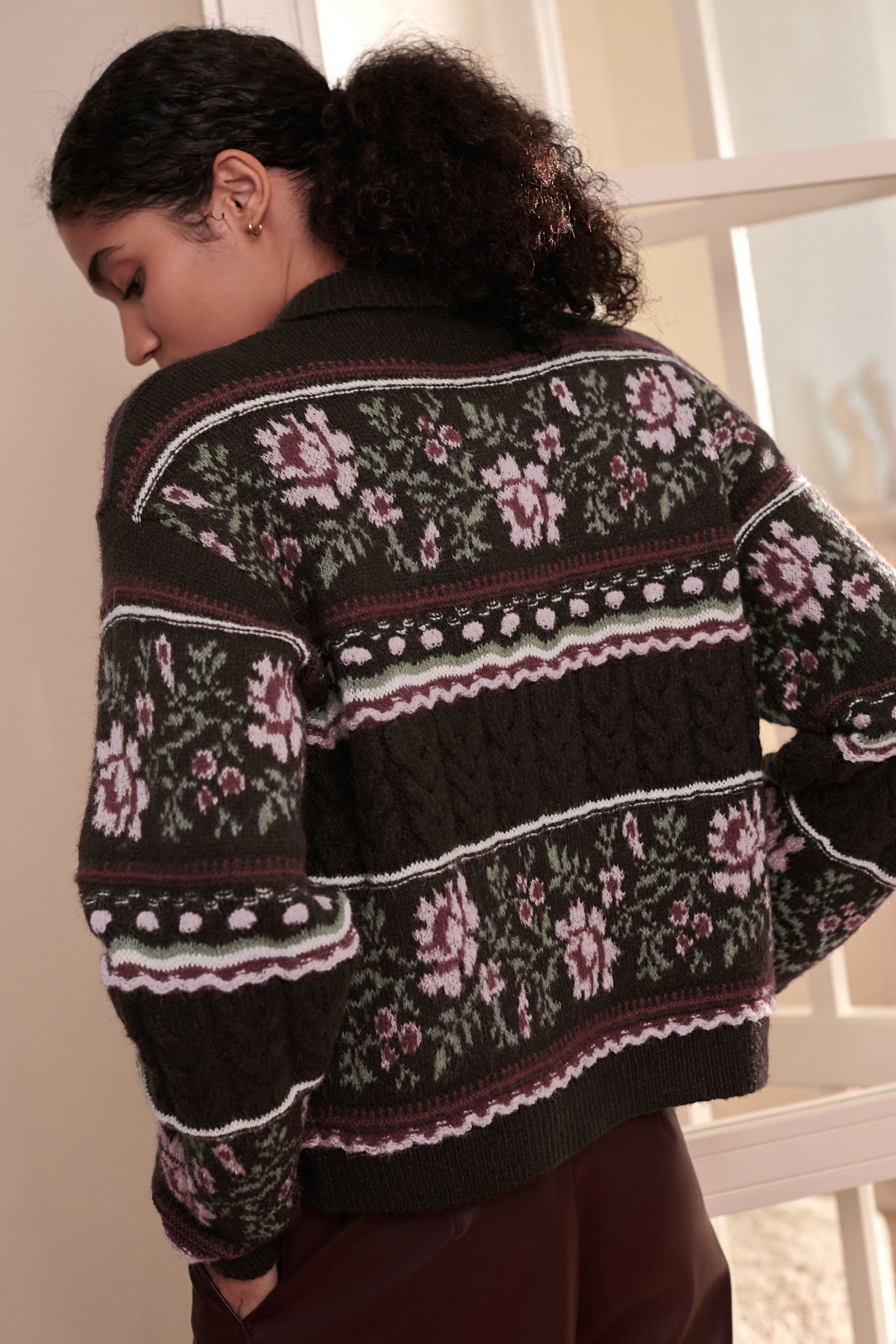 Next Strickjacke Zopfstrickjacke mit Wollanteil und Kragen (1-tlg) günstig online kaufen