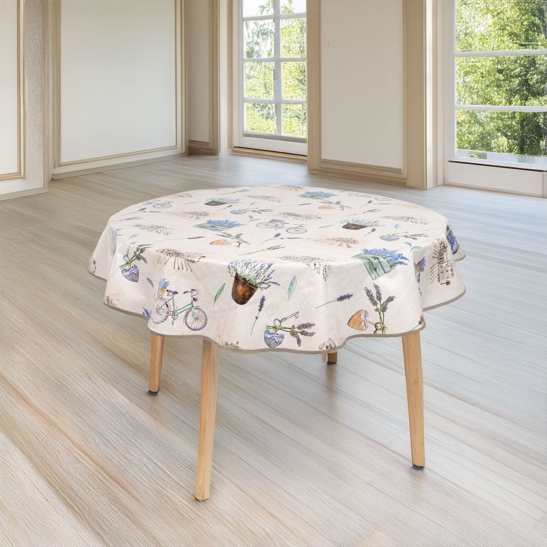 laro Tischdecke laro 140cm runde Wachstuchtischdecke mit Saum-Eingefasst – Bild 3 von 5