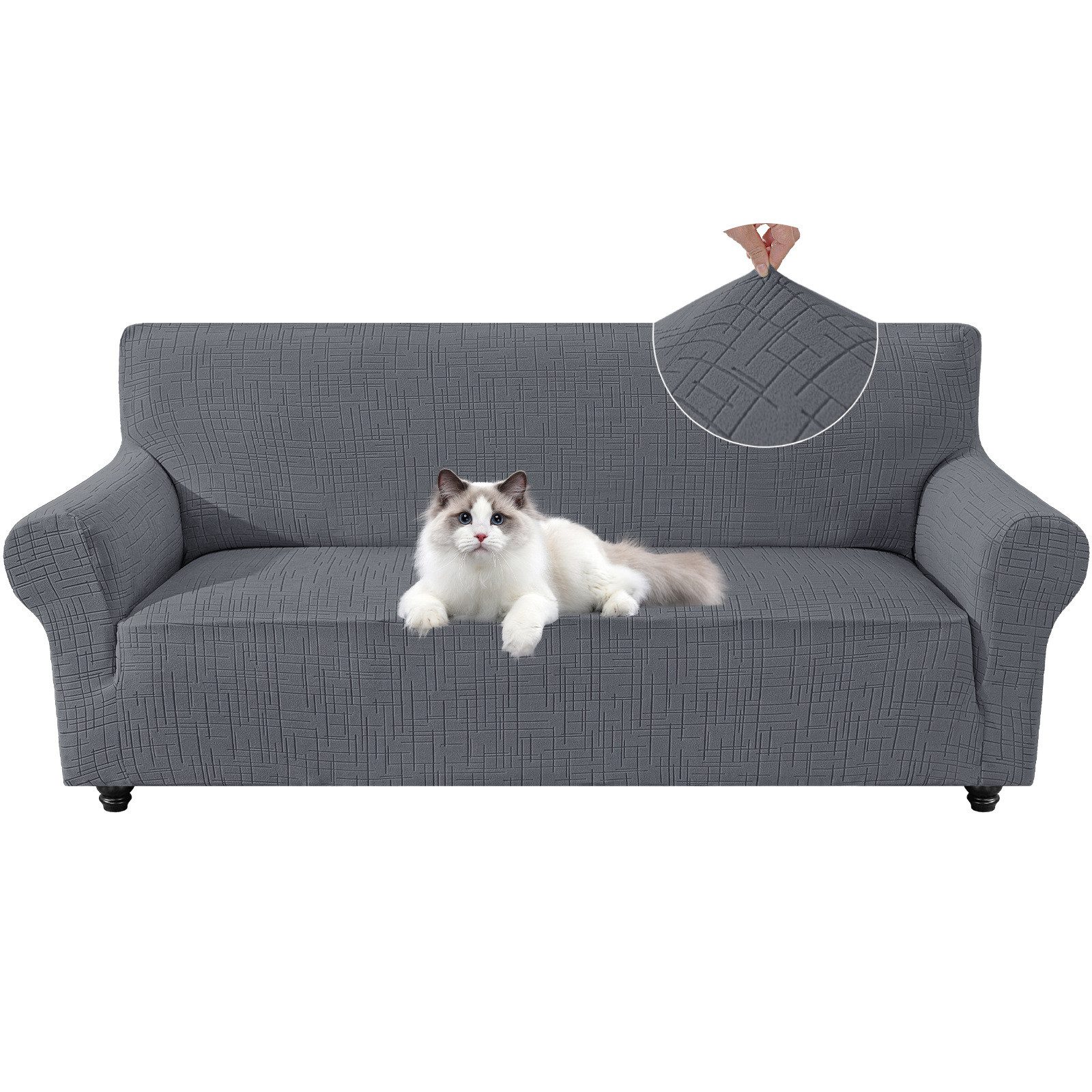 BlingBin Sofabezug Sofahusse 2/3 Sitzer Stretch, Rutschfester Sofaüberzug, Kratzfester Sofa Überzug mit Elastischem Bund,Waschbar