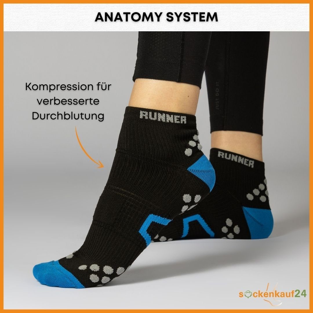 Socks Cut Kurz Running 3-Paar, WP Laufsocken Laufsocken sockenkauf24 50202P low 39-42) für Herren Atmungsaktive (Schw/Bl-Schw/Gr-Schw, Damen & Sportsocken