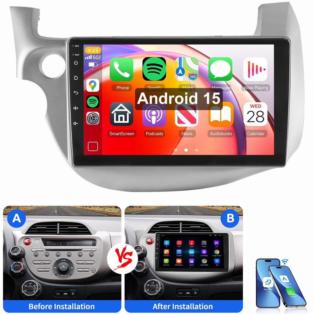 ESSGOO Für Honda FIT JAZZ 2008-2013 Android 15 CARPLAY Autoradio Autoradio (Digitalradio (DAB), RDS, FM, AM)