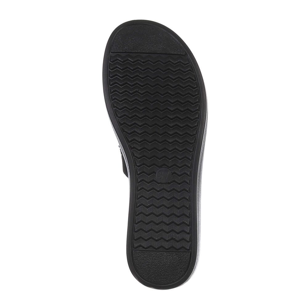 Ital-Design Damen Mules Freizeit Pantolette (86527303) Keilabsatz/Wedge Keilsandaletten in Schwarz