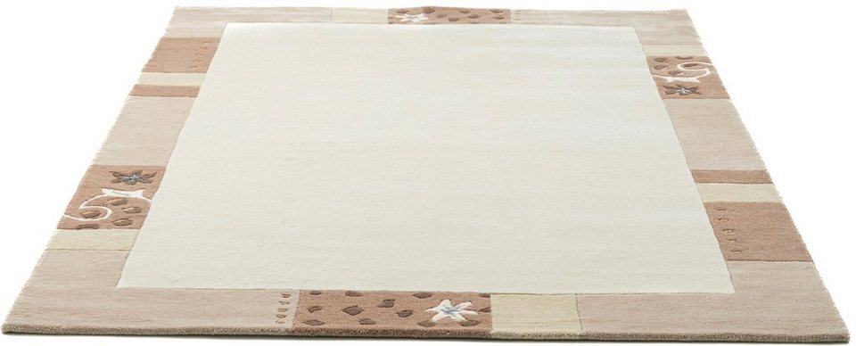 Bordüre, Ganges, Wollteppich mm, & mit rechteckig, THEKO, 13 Höhe: Royal Wolle, Wohnzimmer Schlafzimmer ideal im reine
