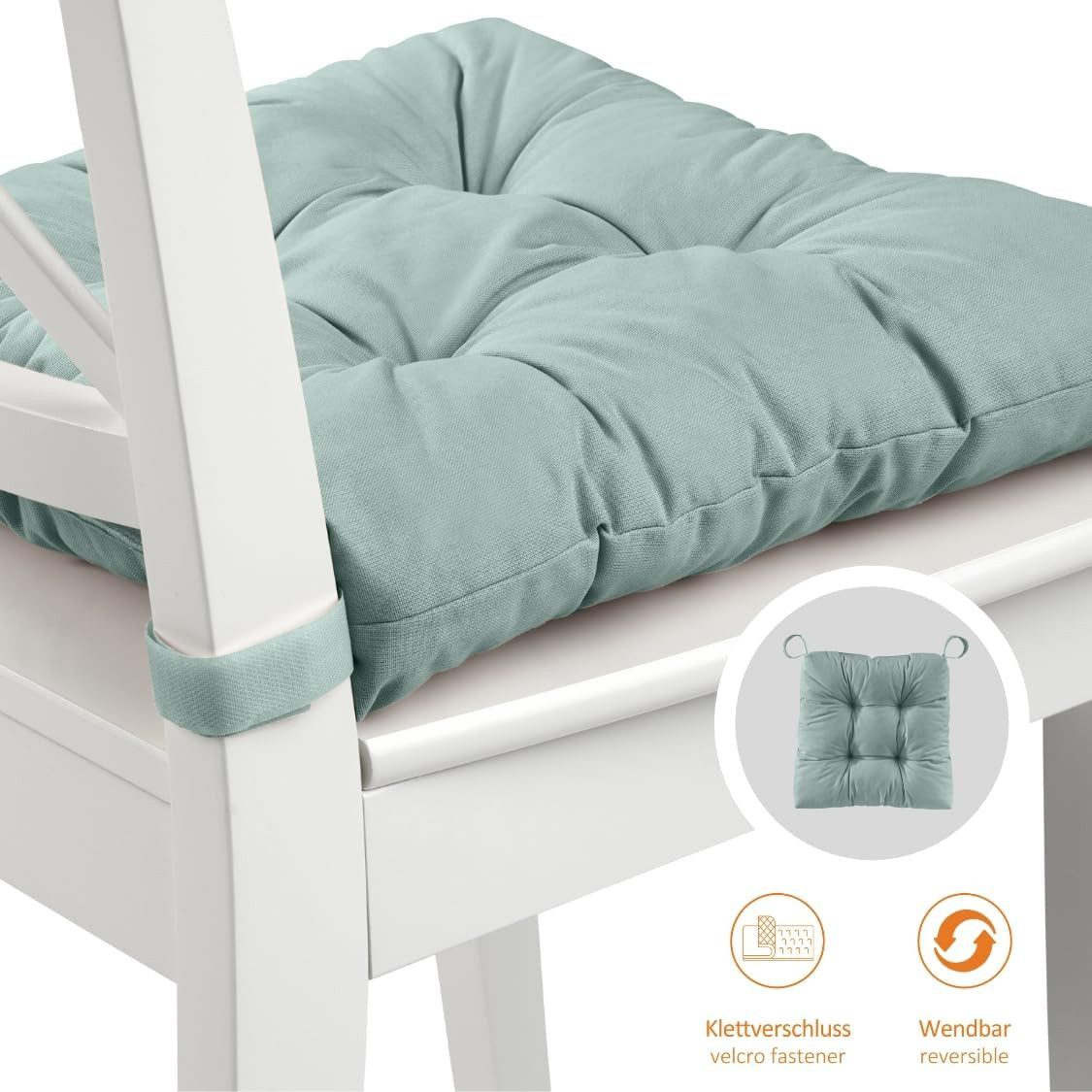 sleepling Stuhlkissen Eva, für Indoor und Outdoor, mit Klettverschluss, abriebfest und langlebig
