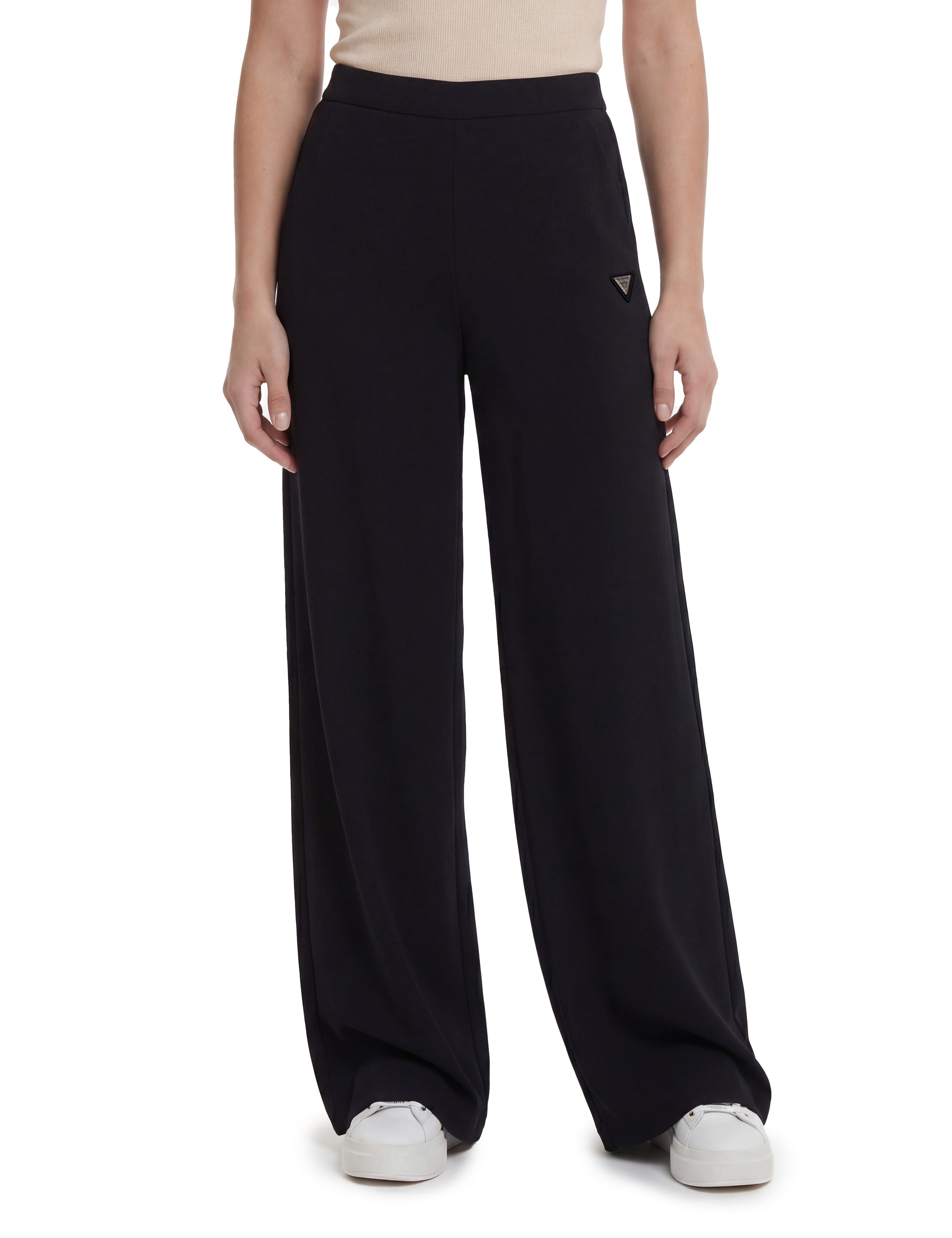 Guess Palazzohose OLYMPE WIDE LEG PANTS in Scuba-Qualität, Logo-Patch