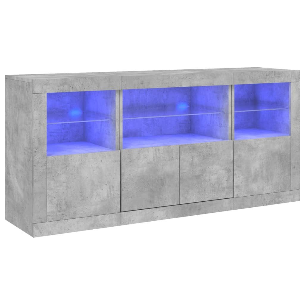 vidaXL Sideboard Sideboard mit LED-Leuchten Betongrau günstig online kaufen