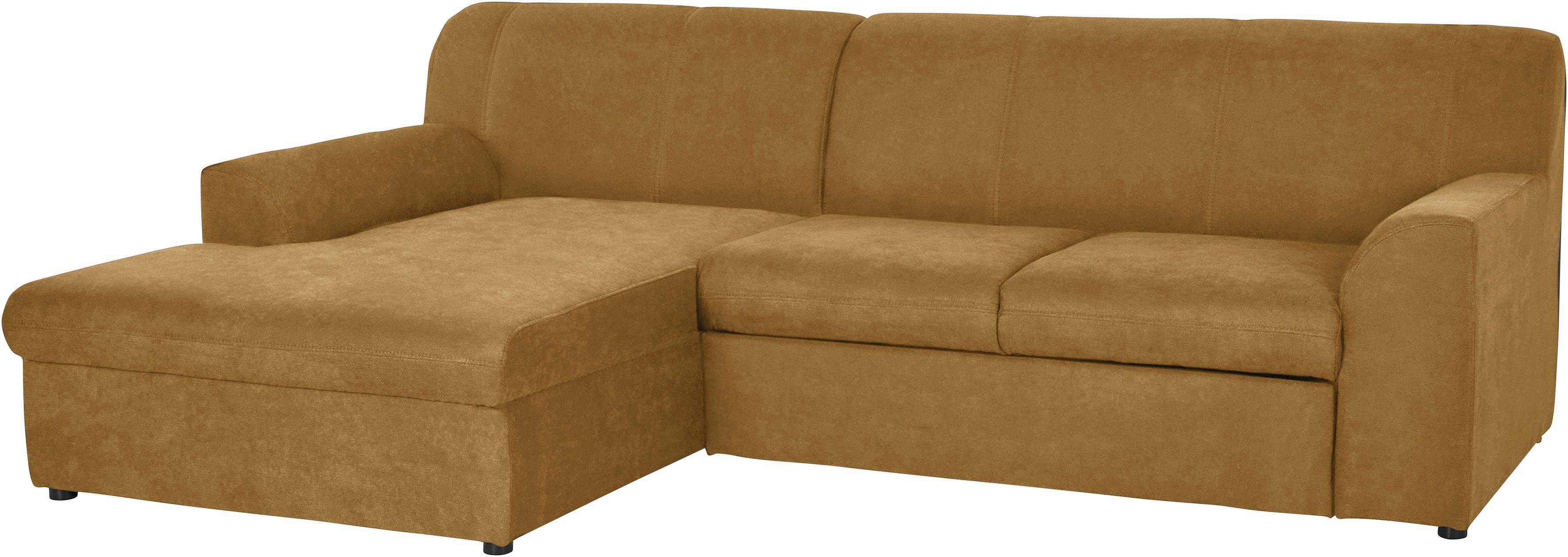 DOMO collection Ecksofa Topper, elegant und zeitlos, kompaktes Stellmaß 245/155cm, L-Form, mit Recamiere, wahlweise mit Schlaffunktion