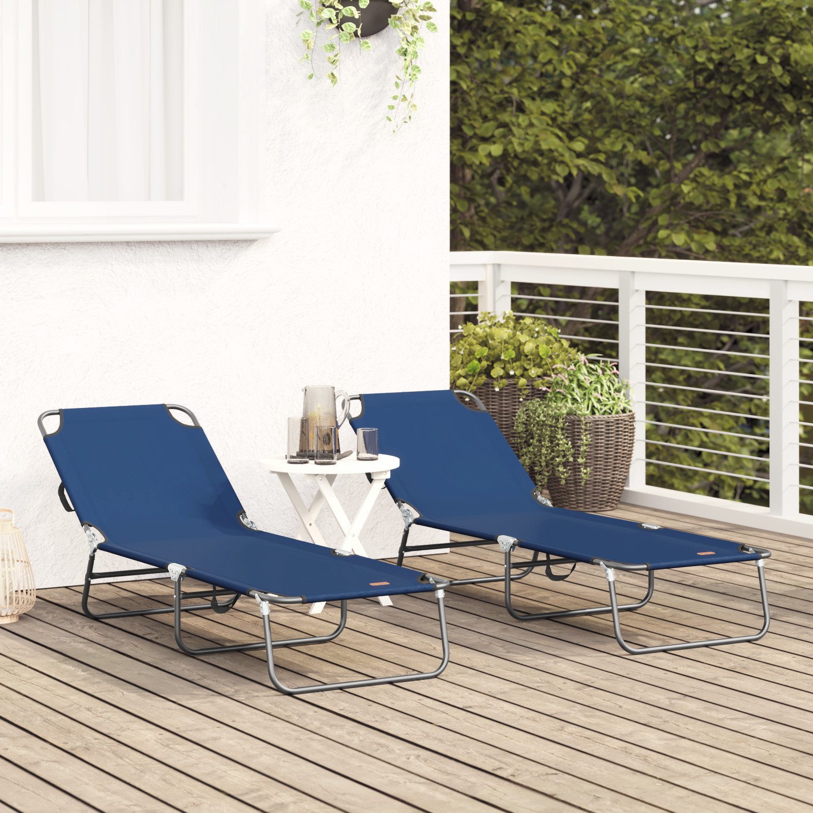 vidaXL Gartenliege Klappliegen 2 Stk. Tragbar günstig online kaufen