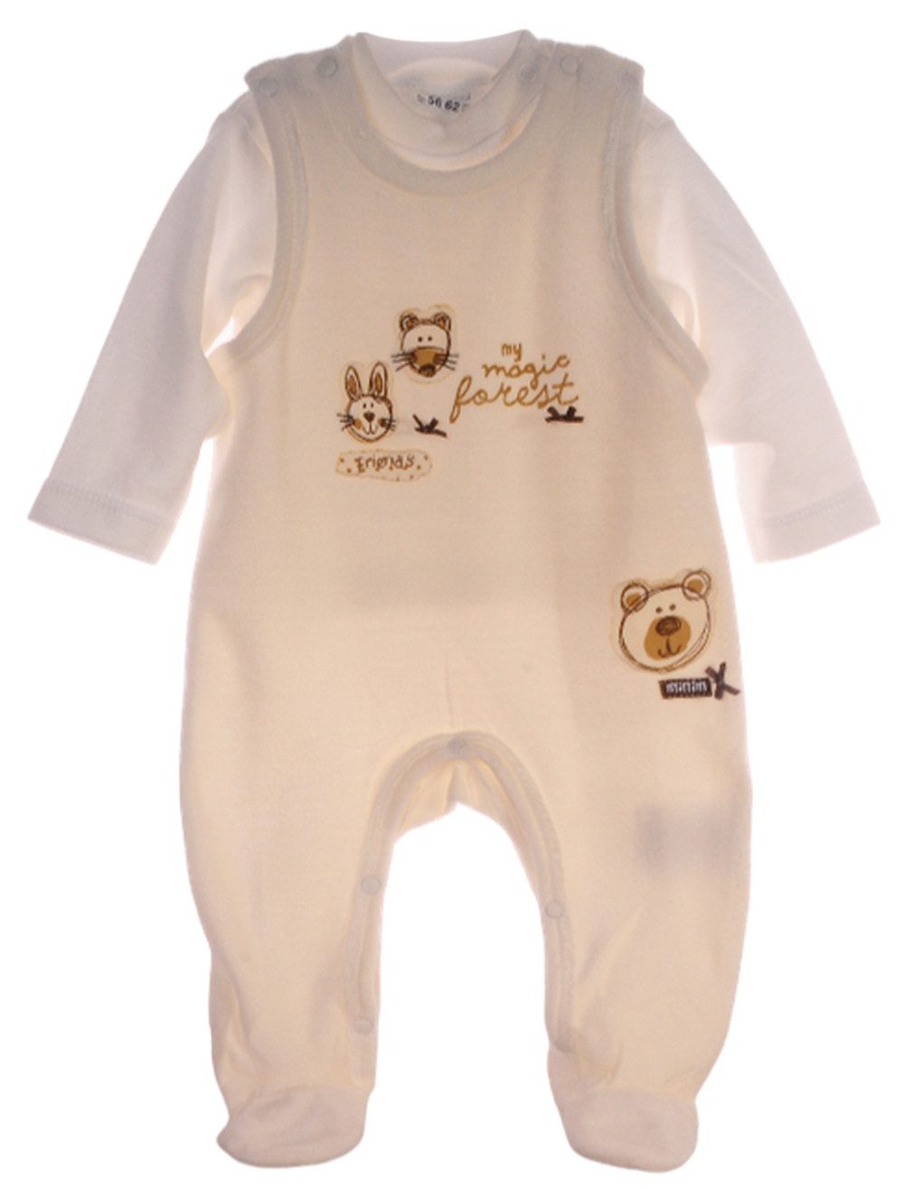 La Bortini Strampler Baby Anzug Stramplerhose aus Velours und Langarmshirt in Creme kuschelig weich, warm, 50 56 62, ecry, für Neugeborene