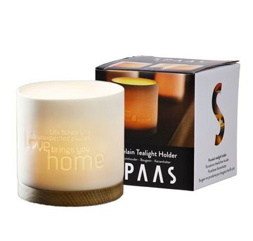 Spaas Teelichthalter Kerzenhalter aus echtem Porzellan und Holz Kerzenständer Ständer (in Geschenk Verpackung, mit Aufschrift), aus echtem Porzellan und Holz