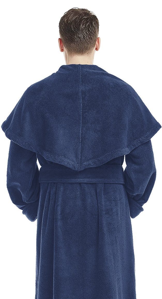 Arus Unisex-Bademantel Monk mit Mönchskragen, extra lang, schwerer Frottee, 100% Baumwolle, 100% Baumwolle, Kapuze, Gürtel, mit Mönchs-Schalkragen, extra lang, 100% Baumwolle