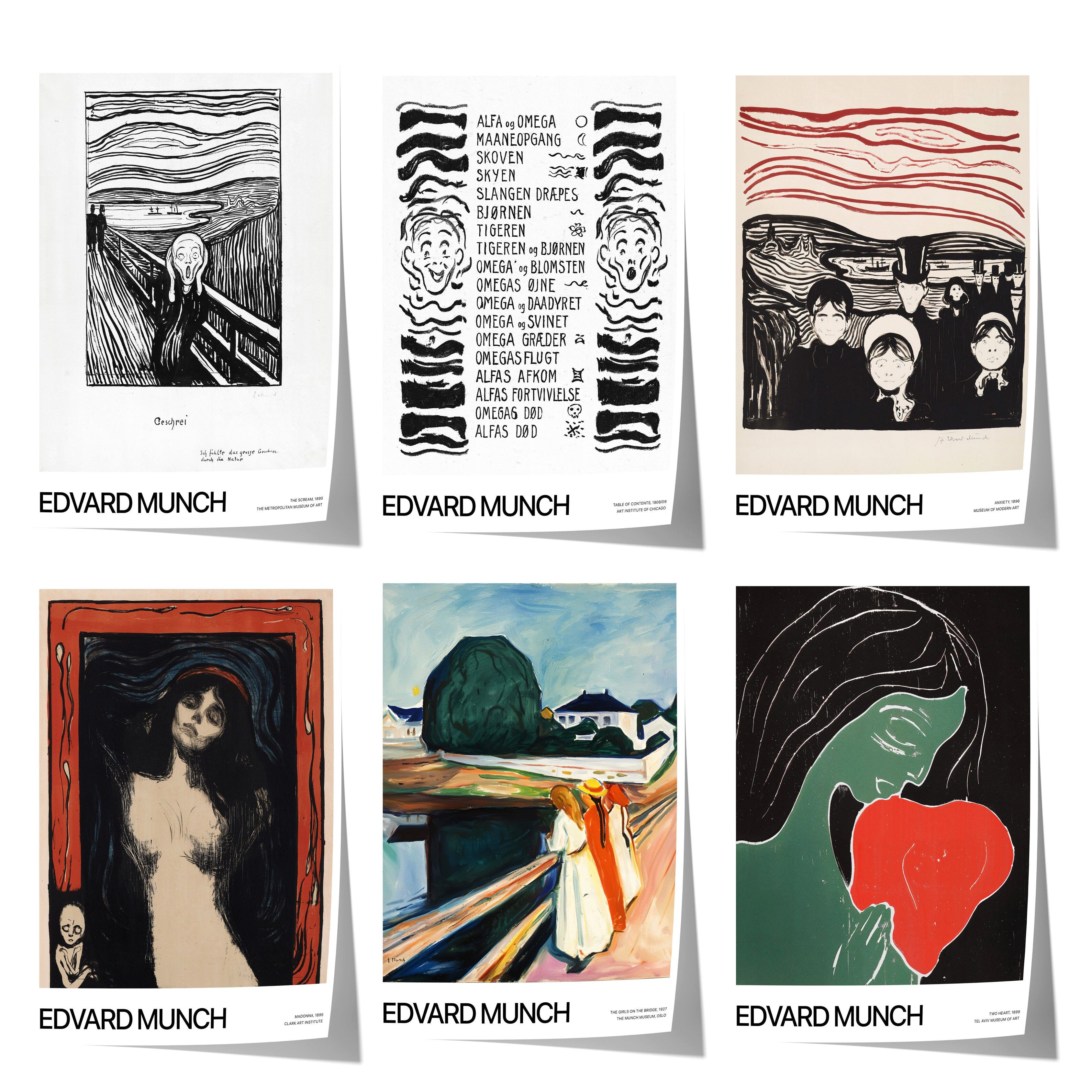 JUSTGOODMOOD Poster Kunst Geschenkidee Edvard Munch Expressionismus konische Gemälde Symbo, B (1 St)