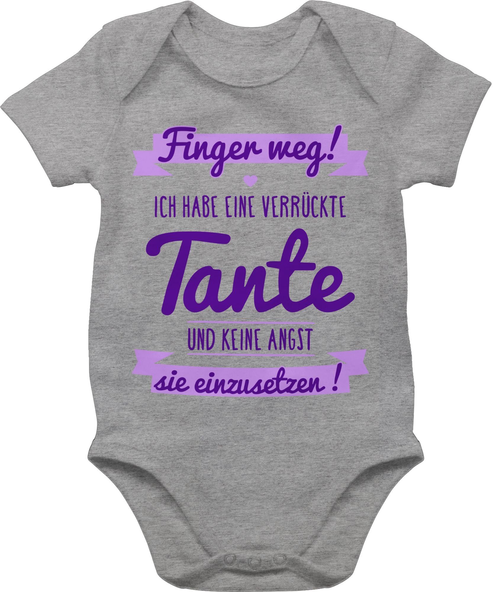 MoonWorks Baby Langarmshirt – "Finger Weg! Ich Habe Eine Verrückte Tante" | Bio-Baumwolle | Für Jungen & Mädchen | Mit Druckknöpfen