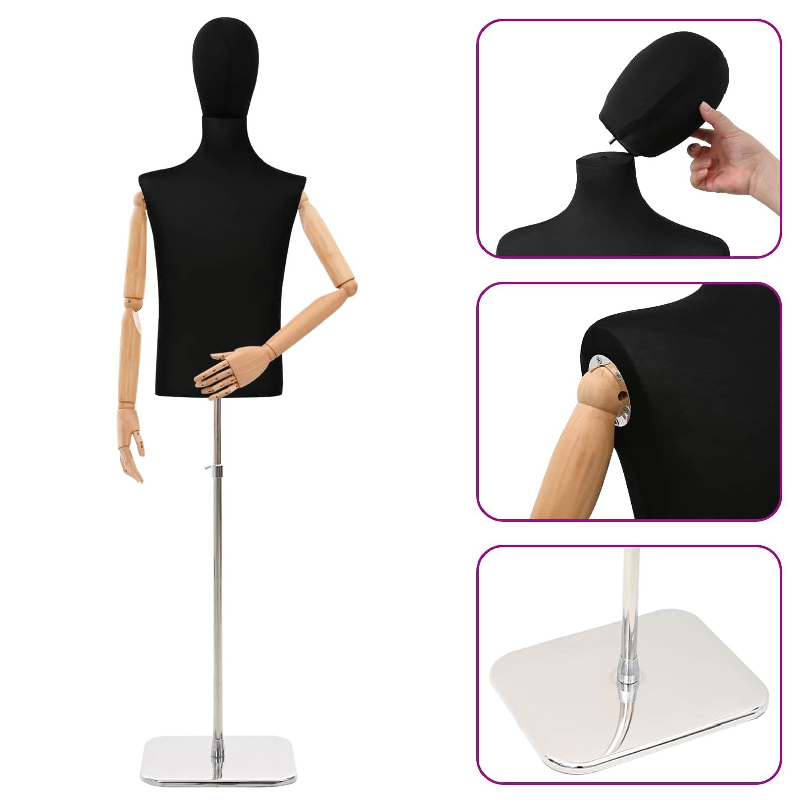 vidaXL Kunsthaarperücke Verstellbarer Mannequin 170-218 cm mit Standfuß Männlich PP