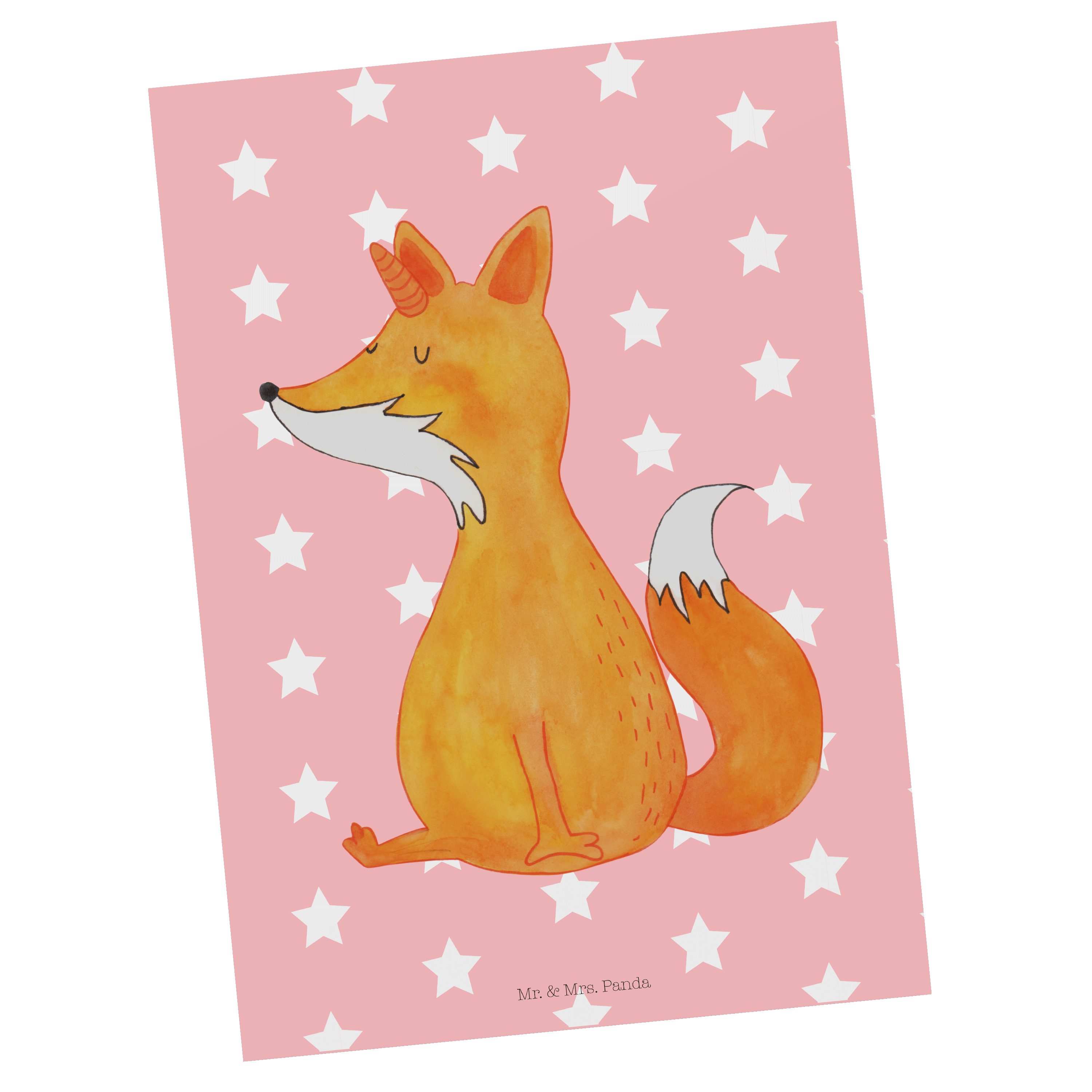 Mr. & Mrs. Panda Postkarte Fuchshörnchen - Rot Pastell - Geschenk, Einladung, Einhorn, Geburtsta