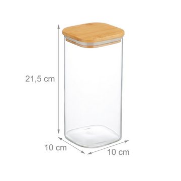 relaxdays Vorratsglas 3er Set Vorratsgläser mit Deckel 1500 ml, Glas