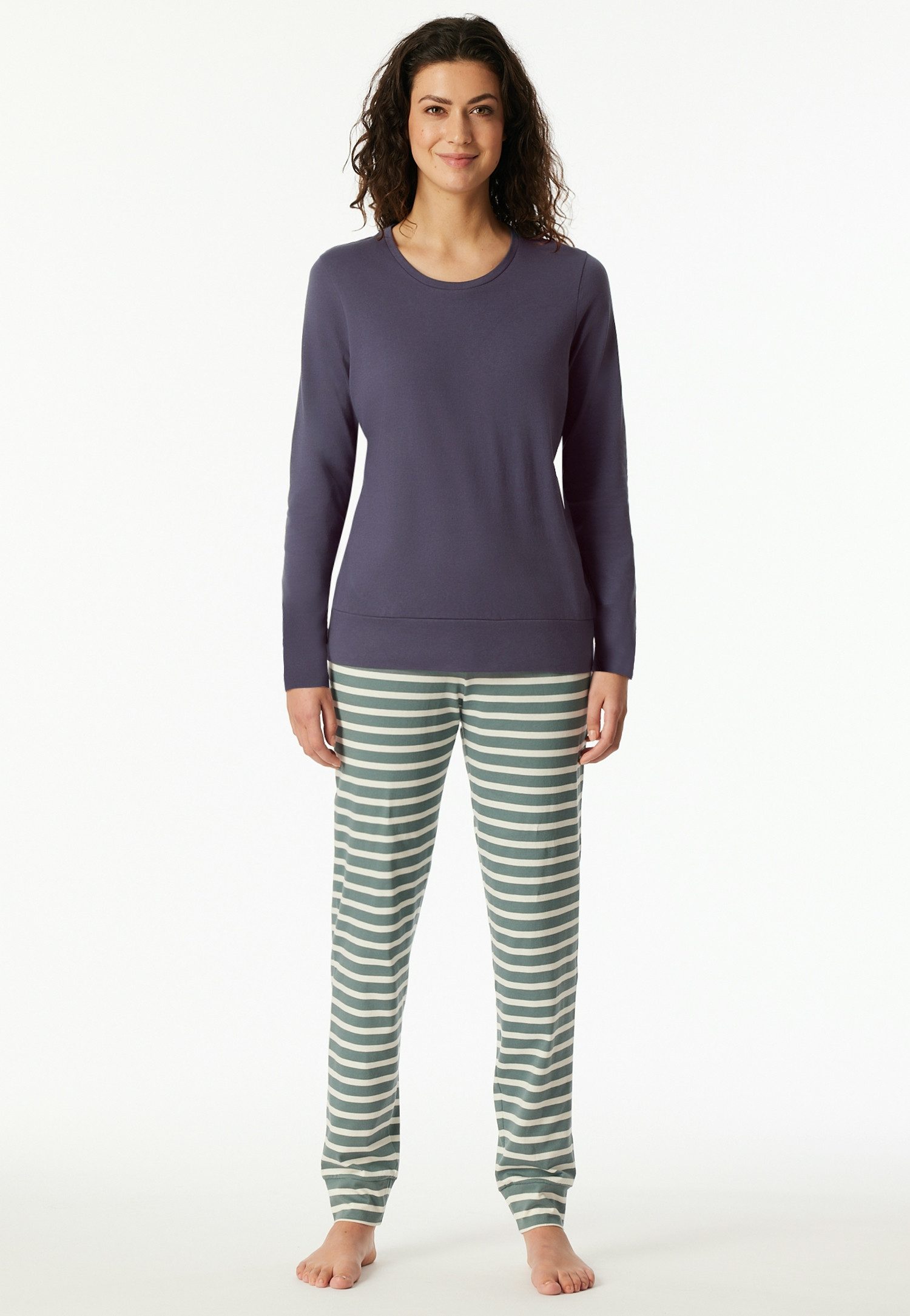 Schiesser Schlafanzug Casual Essentials (2 tlg) Baumwolle, Rundhalsausschnitt, langärmelig