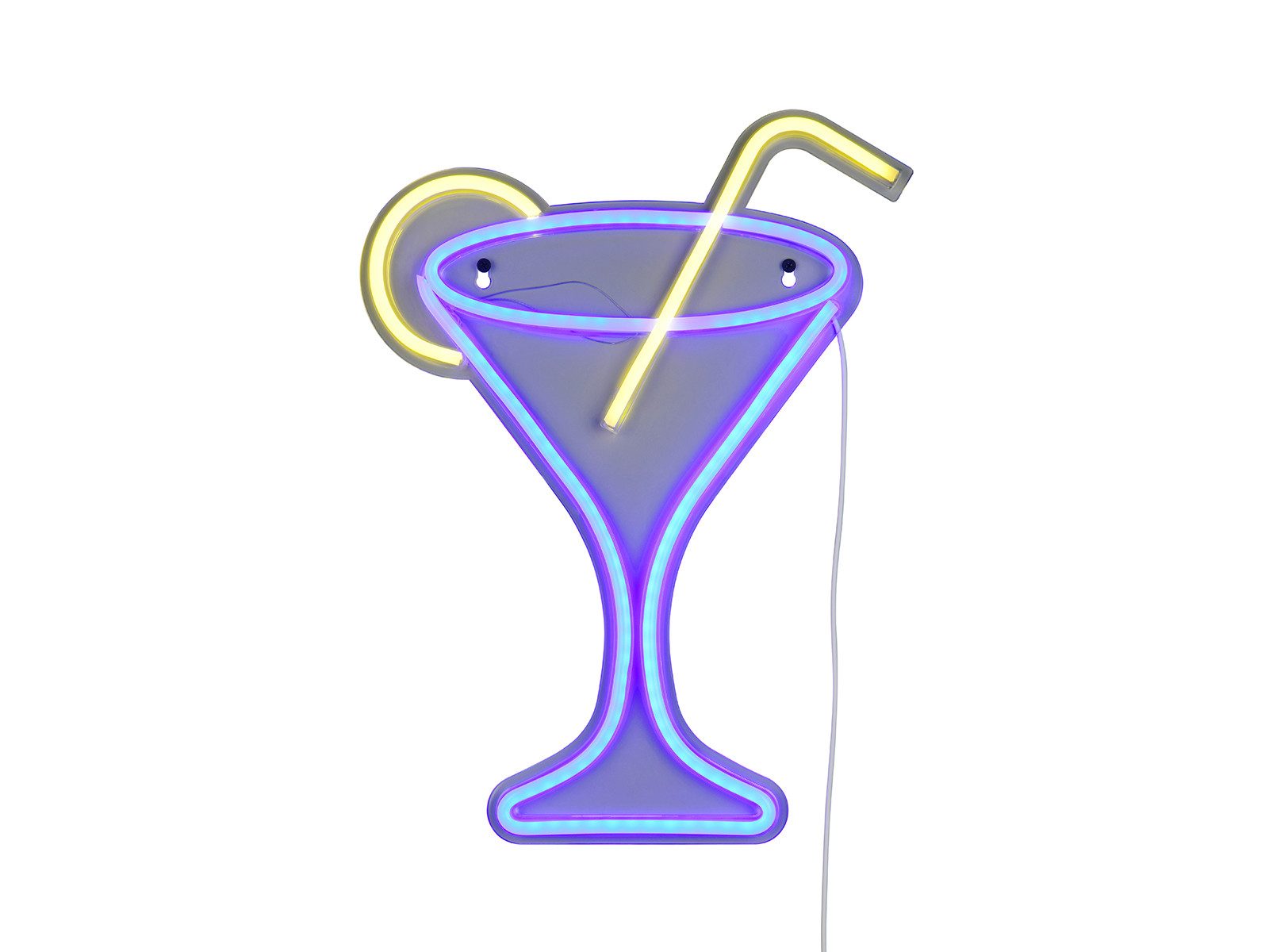 Reality Leuchten LED Dekolicht Flaches Neon-Schild Cocktail, Höhe 43cm, LED fest integriert, USB Dekoleuchte, Wand Deko-Lampe mit Netzteil & Schalter