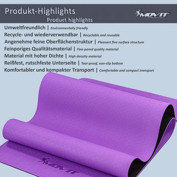 MOVIT Yogamatte Movit® XXL TPE Pilates Gymnastikmatte, Yogamatte (mit Verschlussband), 190x100 oder 190x60 cm, Stärke 0,6cm, Yoga Matte in 12 Farben