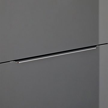 Lomadox Waschbeckenunterschrank AMARILLO-147-GREY 80 cm, Hochglanz grau mit Wotan Eiche, B/H/T 79,7/60,0/45,7 cm