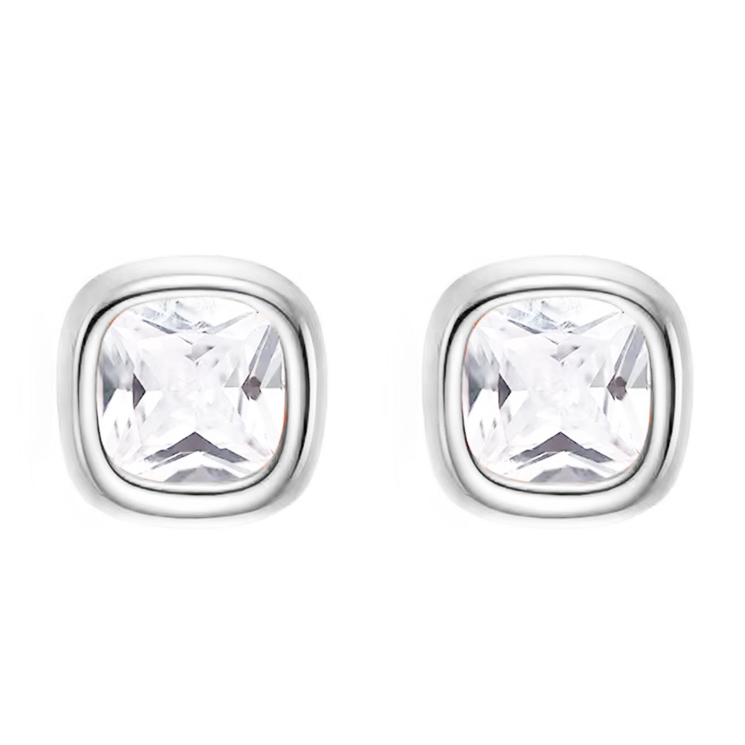 LÖB Paar Ohrstecker 925 Silber Ohrringe Viereck Zirkonia Stein Ohrstecker Eckig Quadrat (Geschenke für Frauen Beste Freundin Mutter Mama Damen Ehefrau sie zum Geburtstag Ostern Muttertag Muttertagsgeschenk, Inkl. Schmuckbox), Stecker Mädchen Geometrisch Kurz Klein 6mm